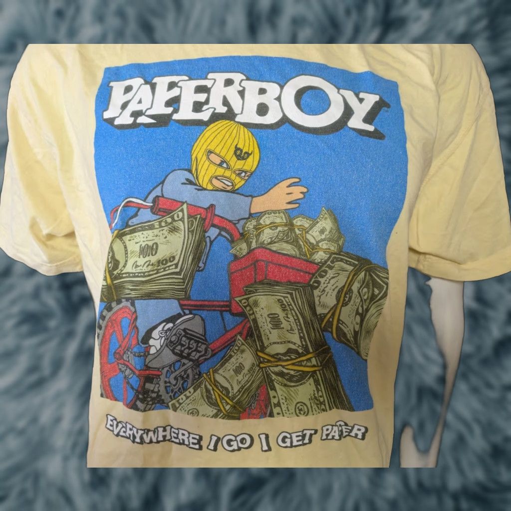 Vintage 27Club Paperboy T-Shirt XL Men Shirt Short Sleeve Crew Neck Cotton Graphic Tee Yellow 27 Club Retro Music Size US XL / EU 56 / 4 - 1 Thumbnail