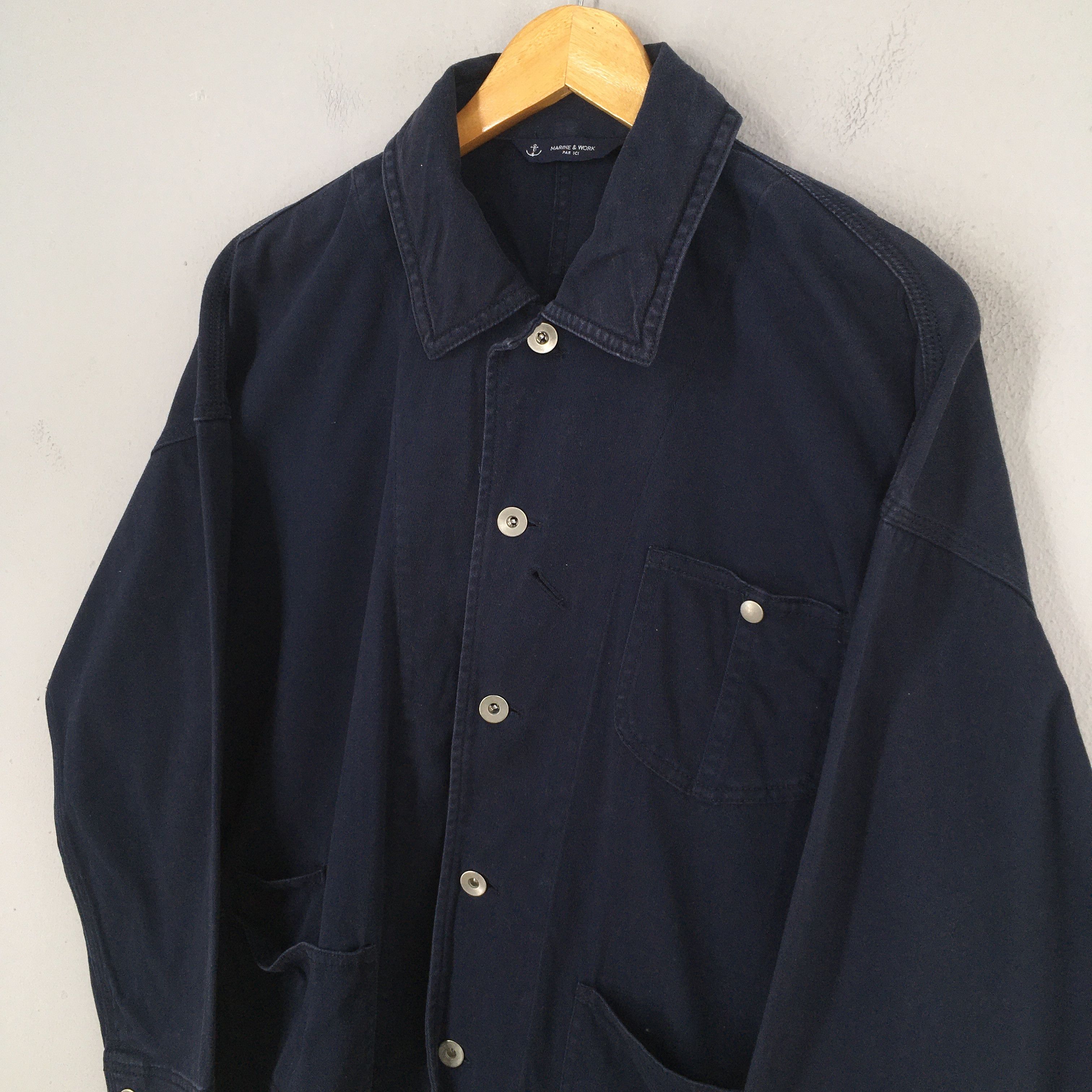 Vintage Vintage 1990s Marine Workers Denim French Work Jacket L Size US L / EU 52-54 / 3 - 3 Thumbnail