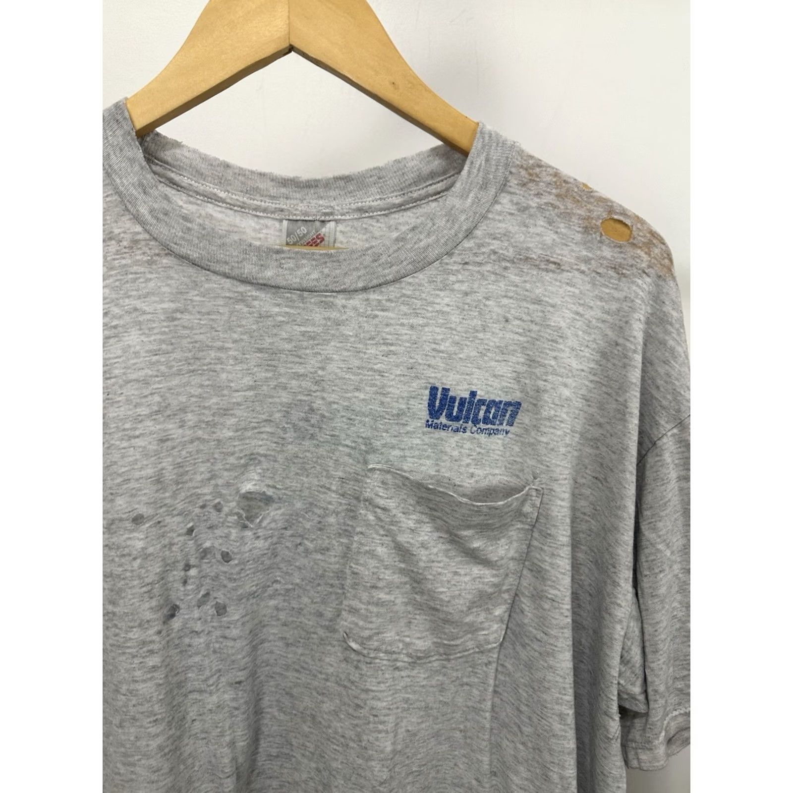 Jerzees JERZEES T-Shirt VTG Vulcan Super Paper Thin Thrashed Distressed Worn Burnout Work XL Gray Mens Size US XL / EU 56 / 4 - 6 Thumbnail