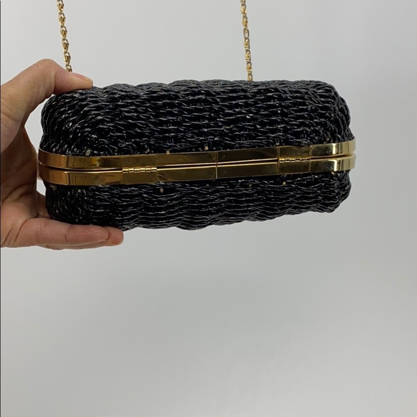 Vintage Vintage Geni made in Hong Kong black basket weave bag Size ONE SIZE - 6 Thumbnail