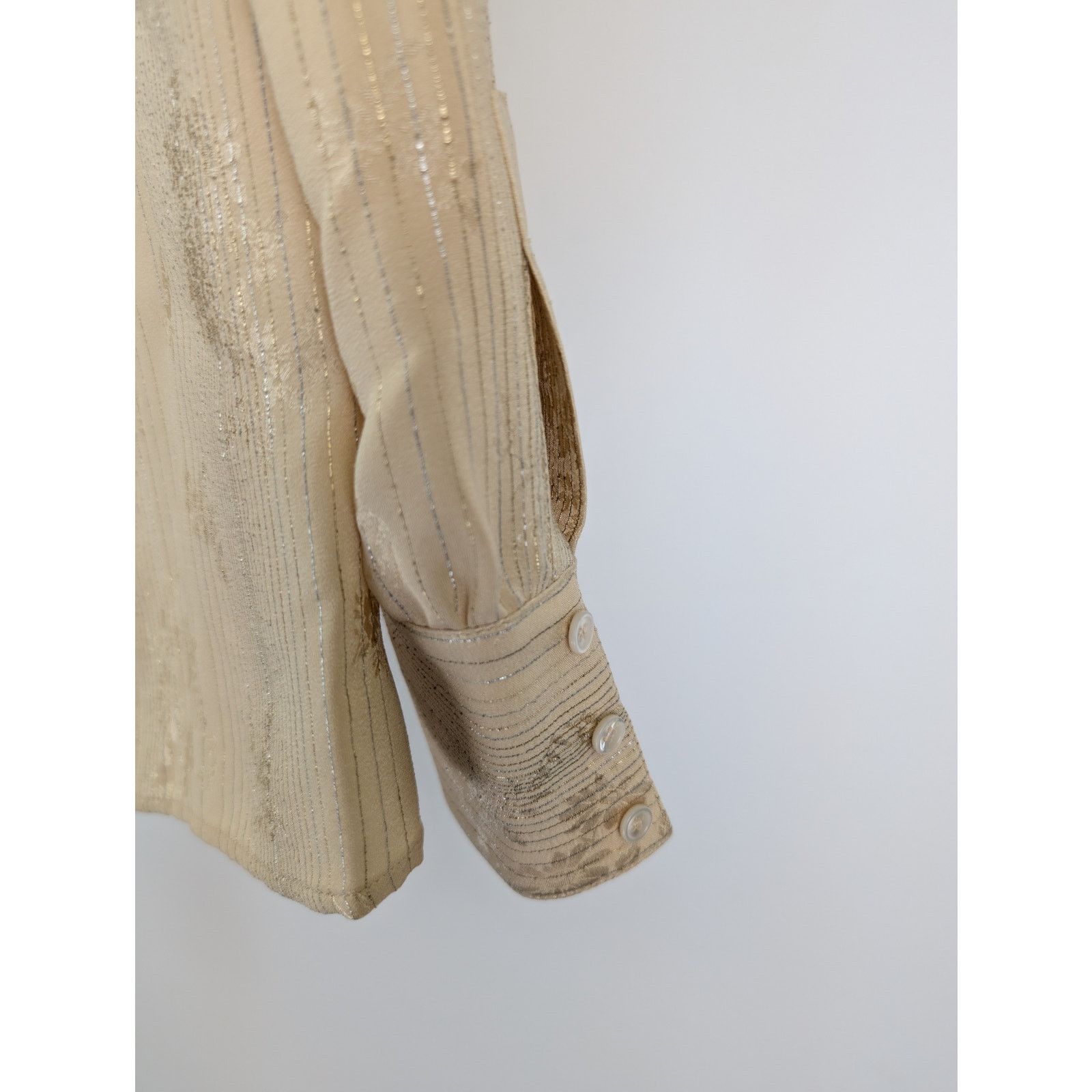 Saint Laurent Paris o1rshd1 Chemise Tight Fitted Ruffled Silk Shirt in Beige Size US M / EU 48-50 / 2 - 11 Thumbnail