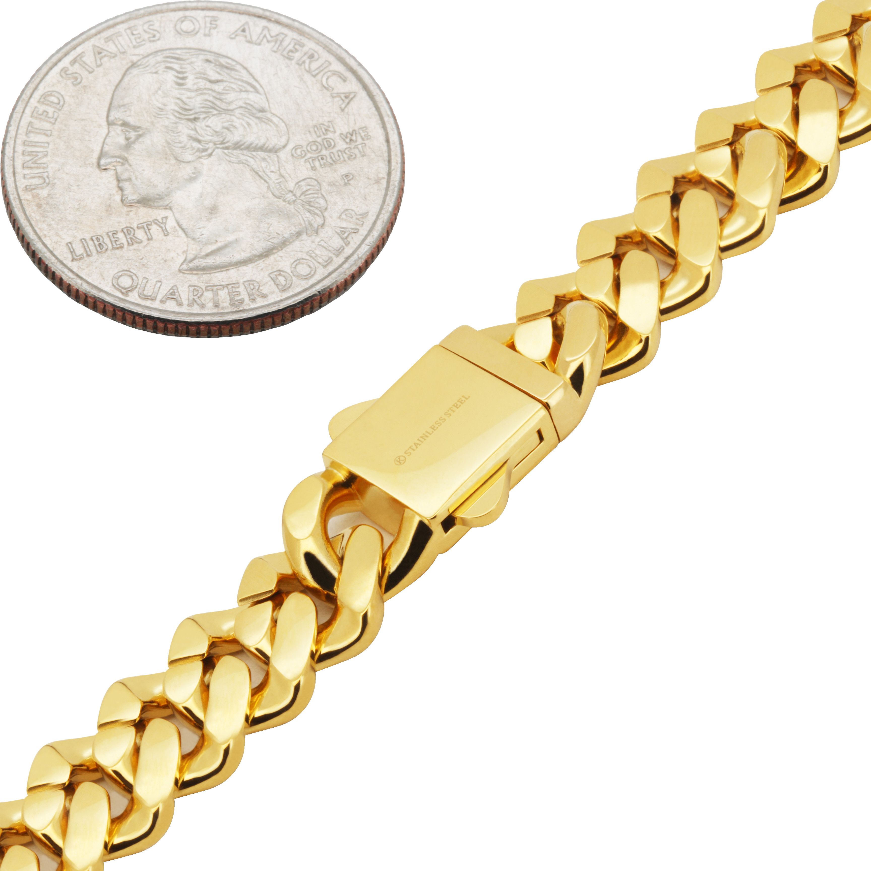 Other 316L SS 18k GP AAA CZ 10mm Cuban Link Chain Necklace 20” Size ONE SIZE - 3 Thumbnail