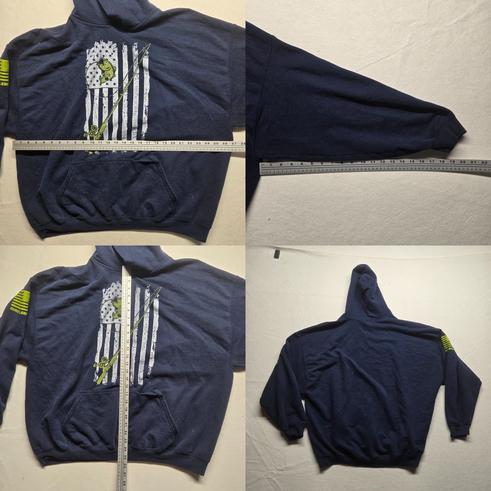 Our Legacy Rugged Legacy Blue Graphic Fishing Hoodie Sweater USA Flag Men's Size 2X Size US XXL / EU 58 / 5 - 8 Thumbnail