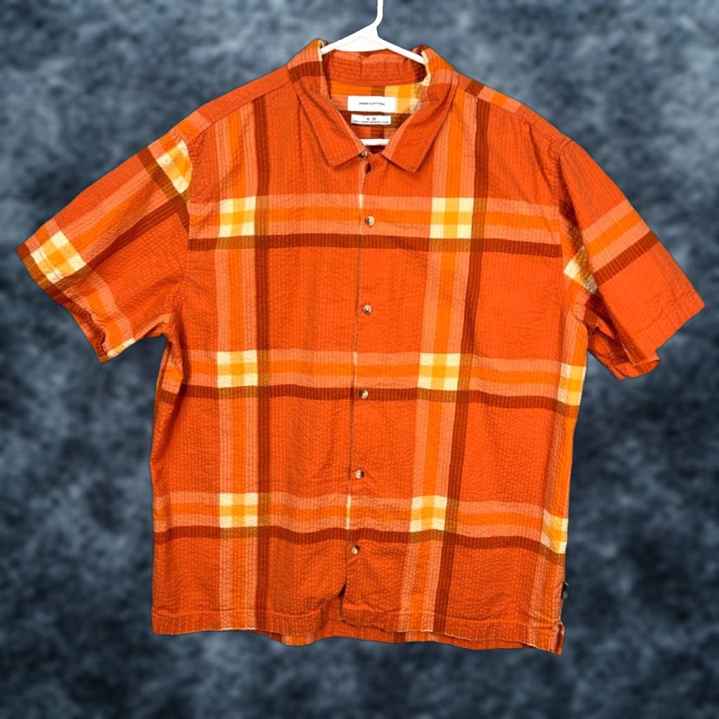 Urban Outfitters Urban Outfitters Shirt Mens XL Orange Plaid Short Sleeve Button-Up Pocketable Cotton Casual Size US XL / EU 56 / 4 - 1 Thumbnail
