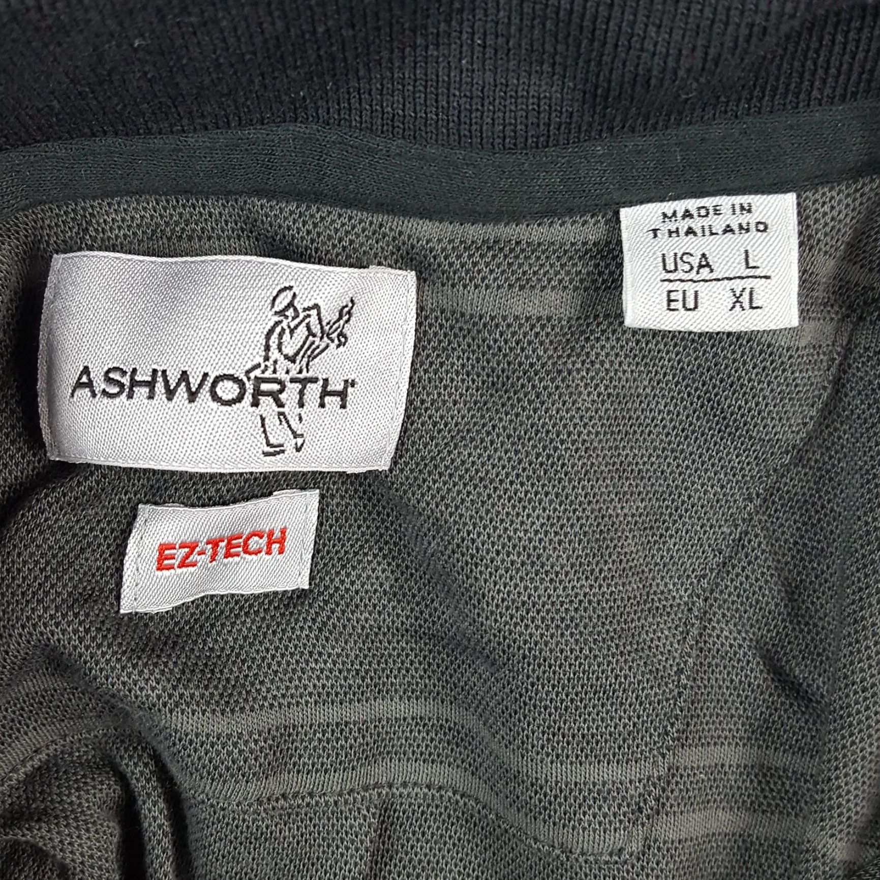 Vintage VINTAGE Ashworth Gray Striped Polo Shirt Large Short Sleeve Collared Golf 90s Mens Size US L / EU 52-54 / 3 - 6 Thumbnail