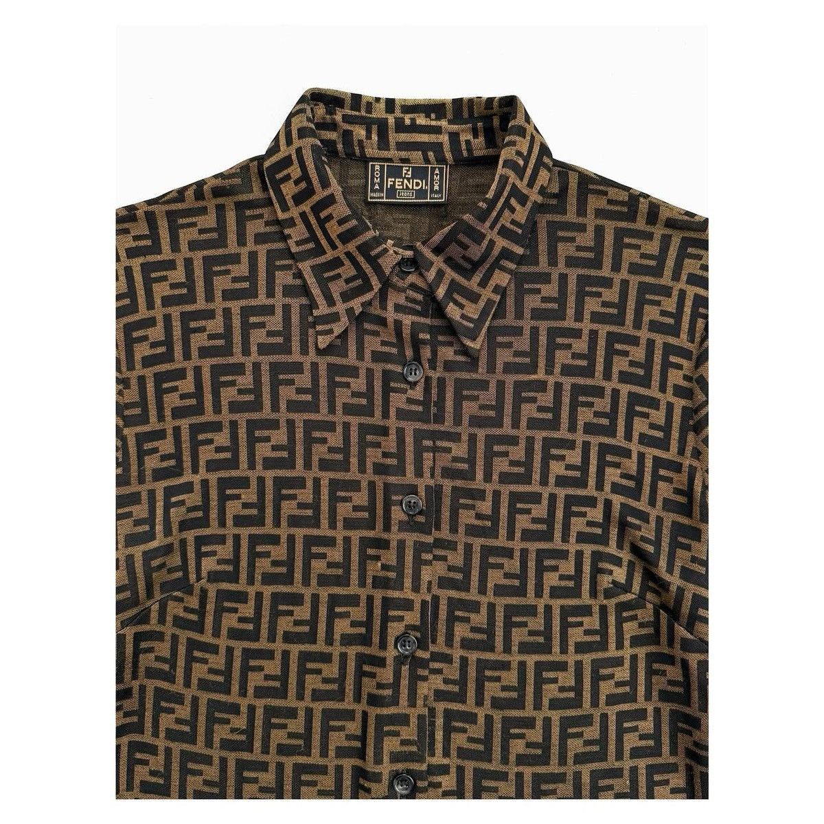 Fendi Fendi Zucca Monogram FF Logo Rayon Shirt Size M / US 6-8 / IT 42-44 - 2 Thumbnail