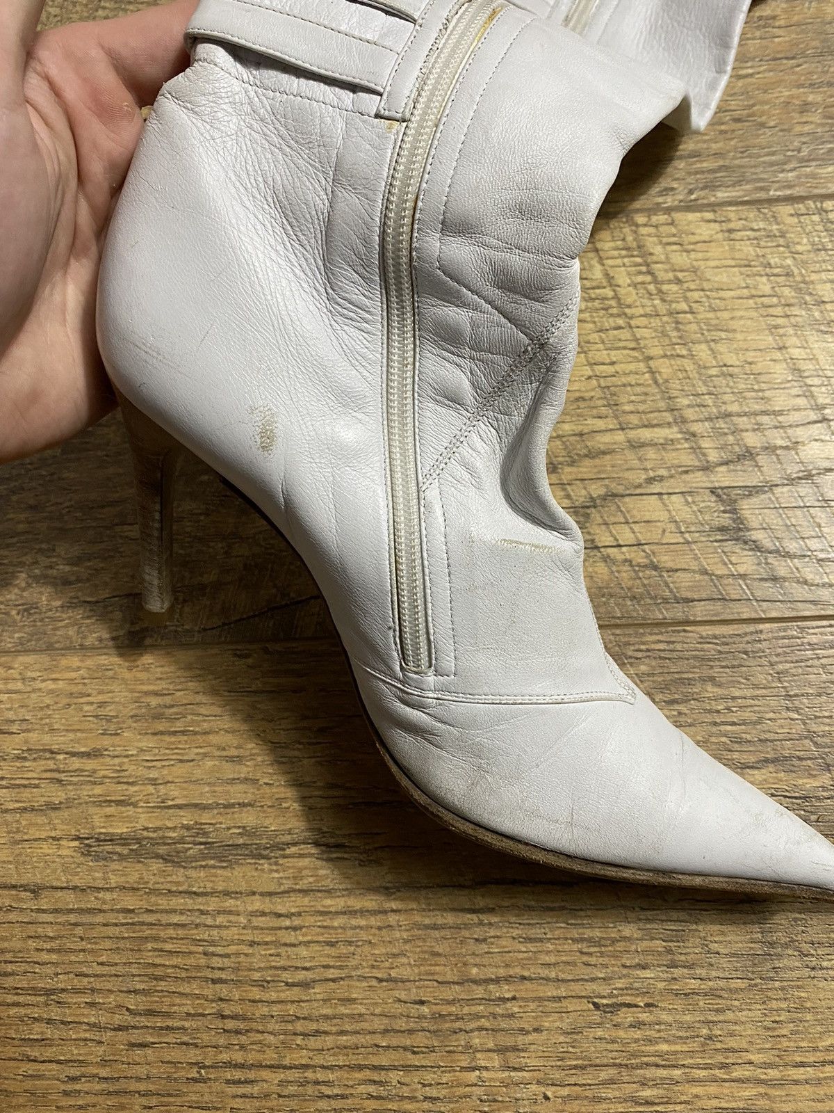 Vintage Goffredo Fantini White Leather Knee High Boots 38 VERO CUOIO Size US 8 / IT 38 - 3 Thumbnail
