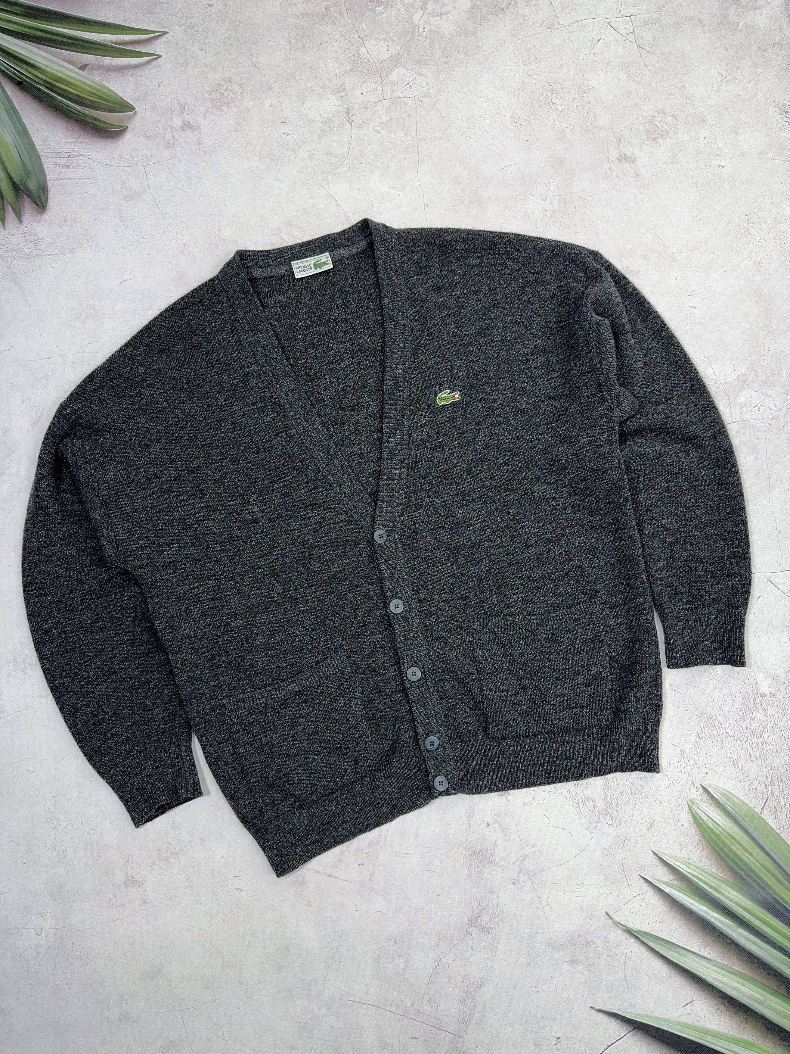 Lacoste 80s Chemise Lacoste Knit Cardigan Wool FRANCE Size US XL / EU 56 / 4 - 1 Thumbnail