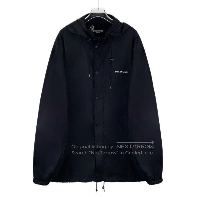Balenciaga Balenciaga Black Logo Letter Print Hooded Zip-Up Long Slee Size US S / EU 44-46 / 1 - 1 Thumbnail