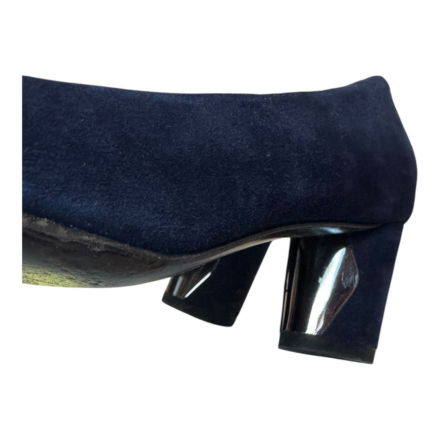 Stuart Weitzman Vtg Stuart Weitzman Navy Suede Leather Almond Toe heels 5 Size US 5 / IT 35 - 5 Thumbnail