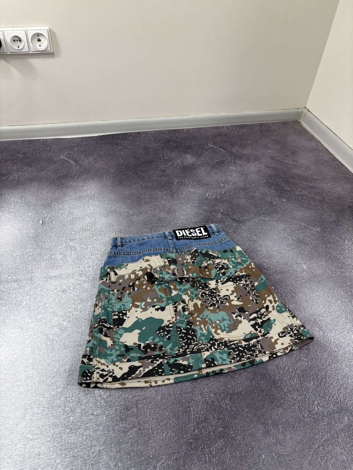 Diesel Diesel O-Cali-A Y2K Utility Denim Camo Layered Mini Skirt Size 24" / US 00 / IT 34 - 15 Thumbnail
