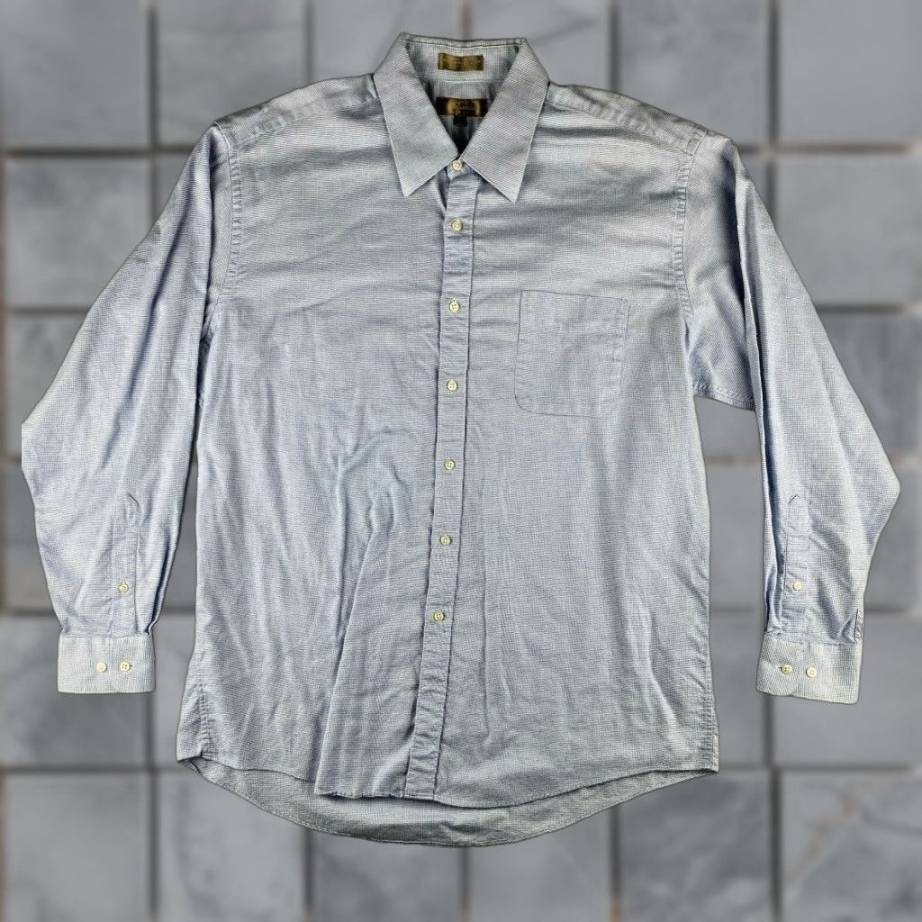Schiaparelli Chiarelli Button Up Shirt Mens 17 34/35 Blue Long Sleeve Checkered Shirt Size US XL / EU 56 / 4 - 1 Thumbnail