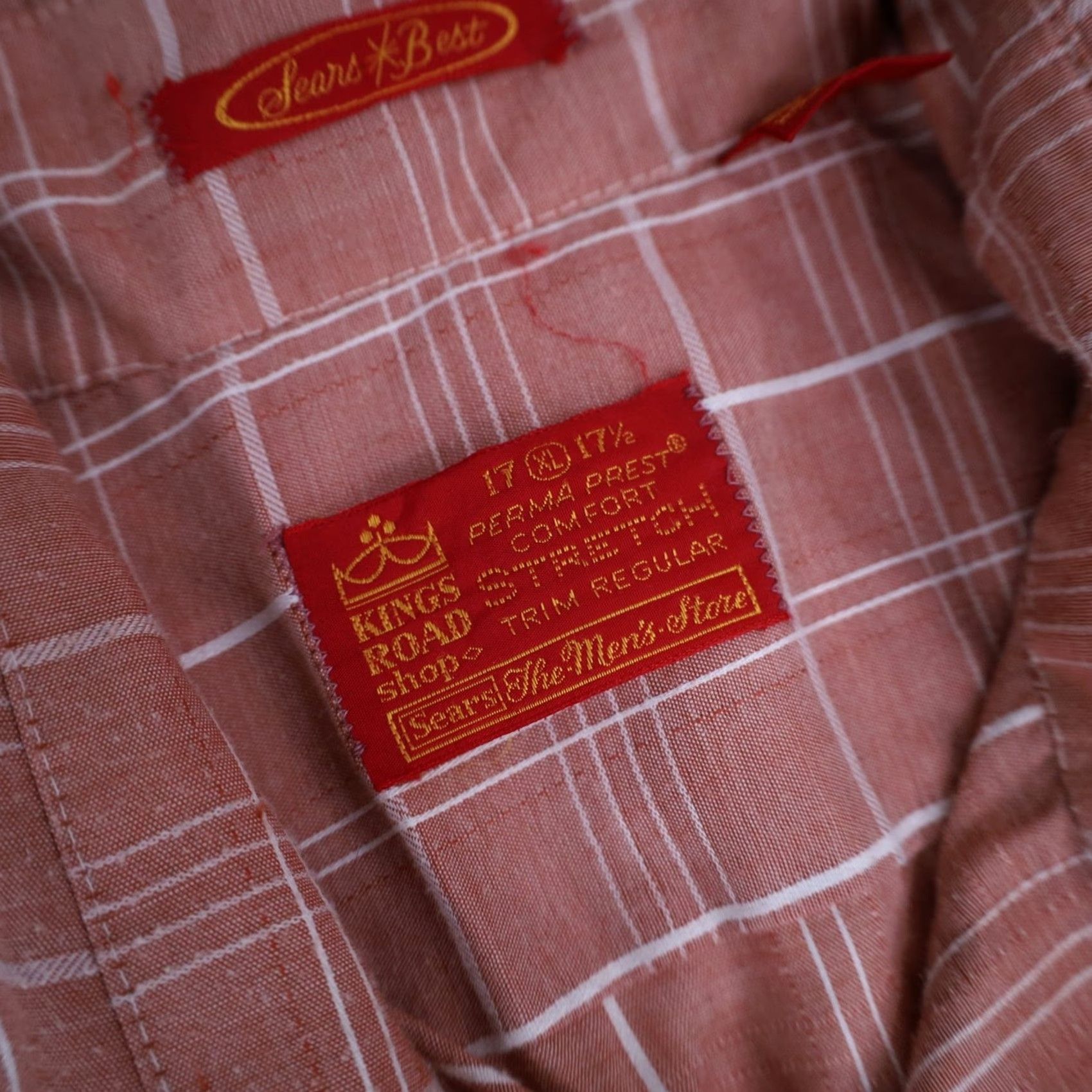 Sears VINTAGE Sears Best Road King Mens XL Perma Prest Button Up Shirt Red Size US XL / EU 56 / 4 - 7 Thumbnail