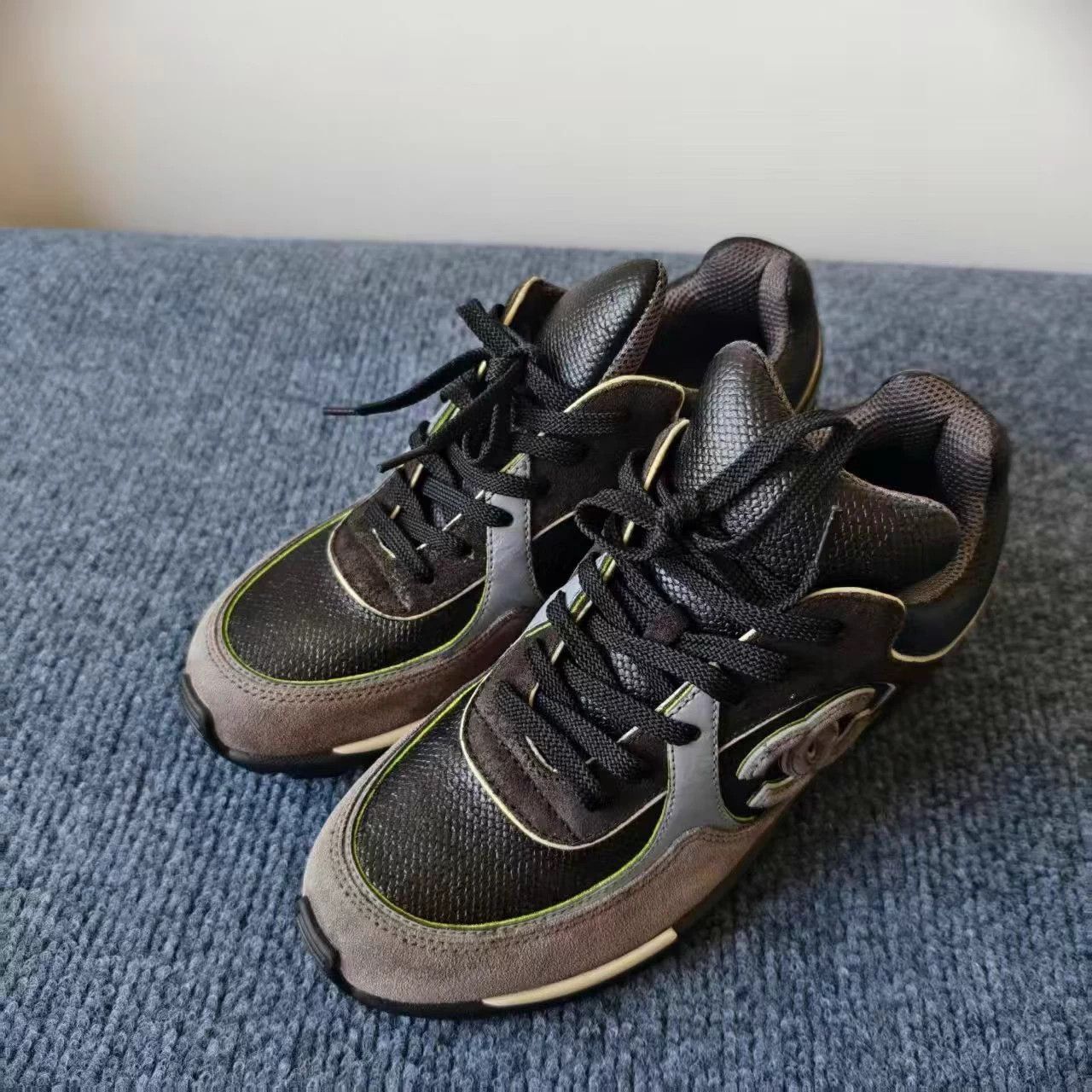 Chanel Chanel Classic CC Logo Black & Gray Sneakers Size US 5.5 / IT 35.5 - 1 Thumbnail