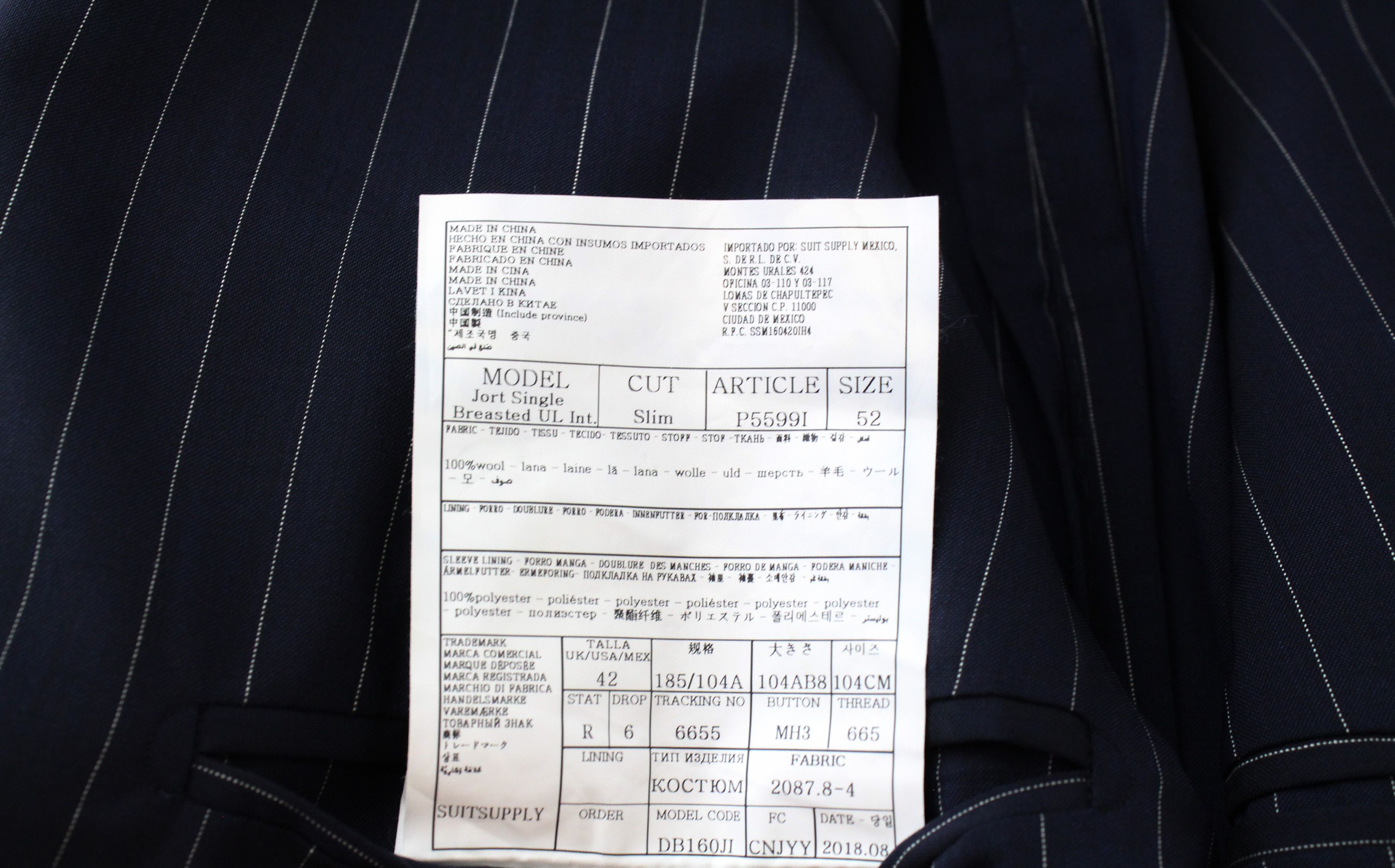 Suitsupply JORT UK42R Navy Slim Striped Blazer 60421 Size 42R - 6 Thumbnail