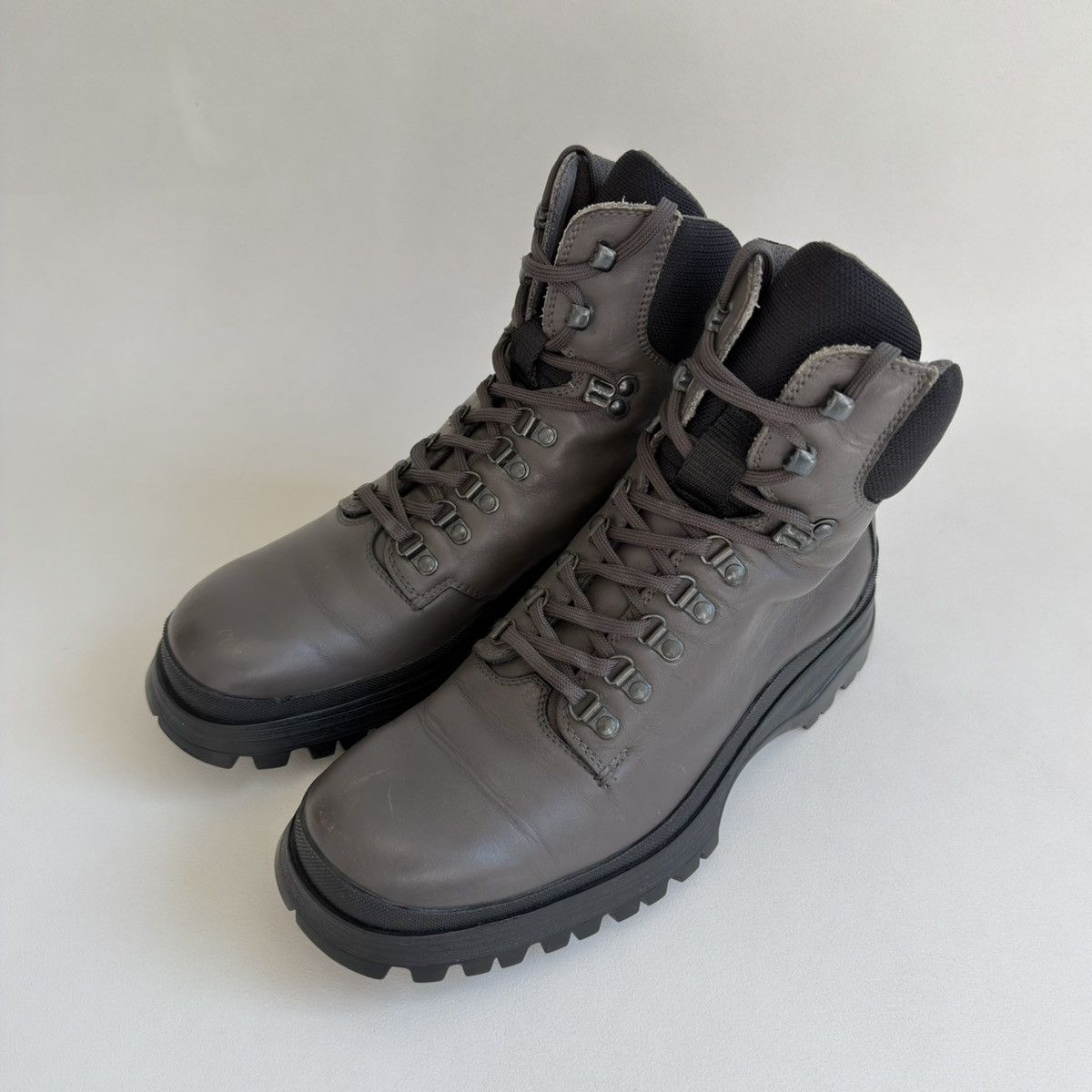 Prada Mid 2000s Gray Leather Combat Boots Size US 9 / EU 42 - 4 Thumbnail