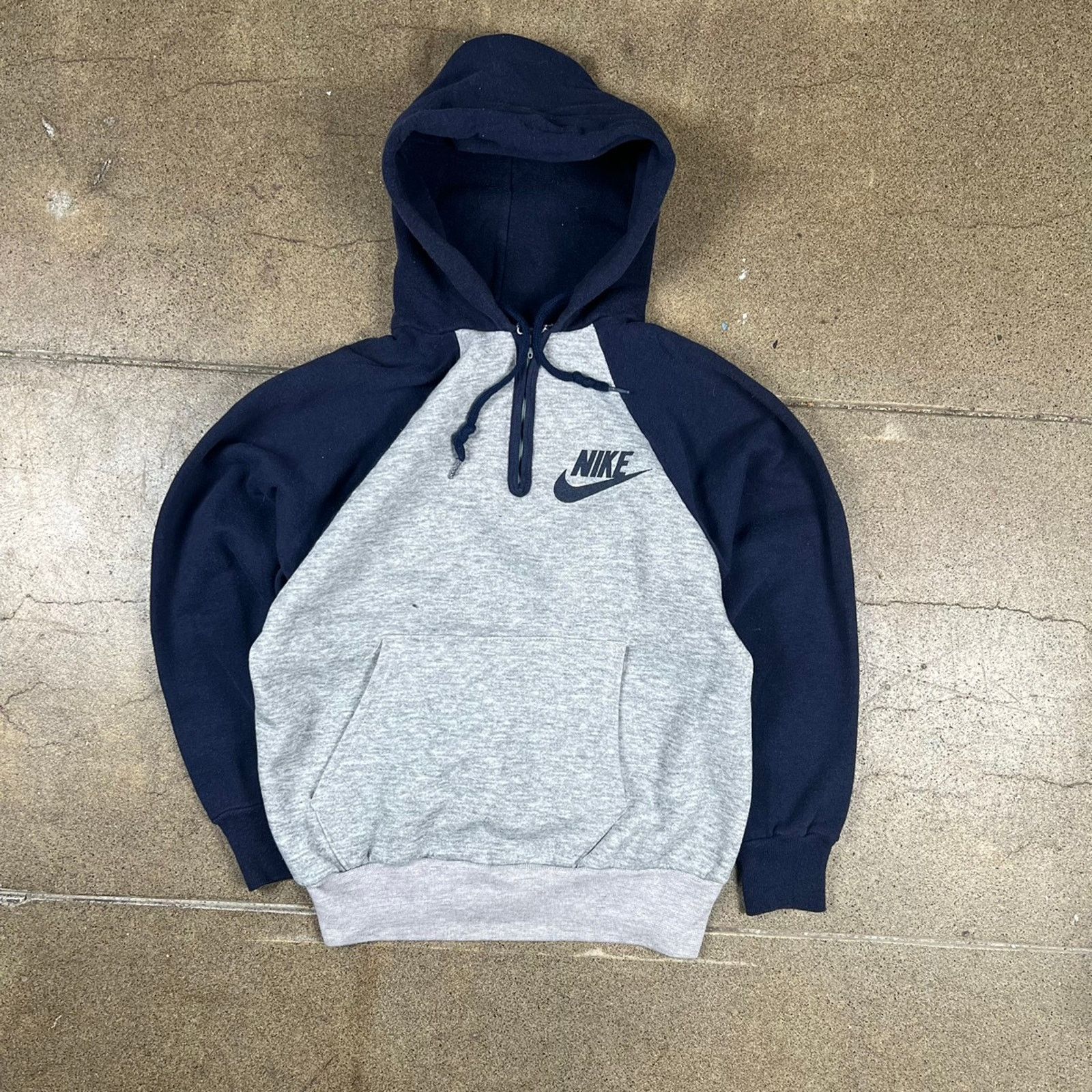 Nike × Vintage Vintage 80s Nike blue tag two tone quarter zip hoodie Size US S / EU 44-46 / 1 - 2 Thumbnail