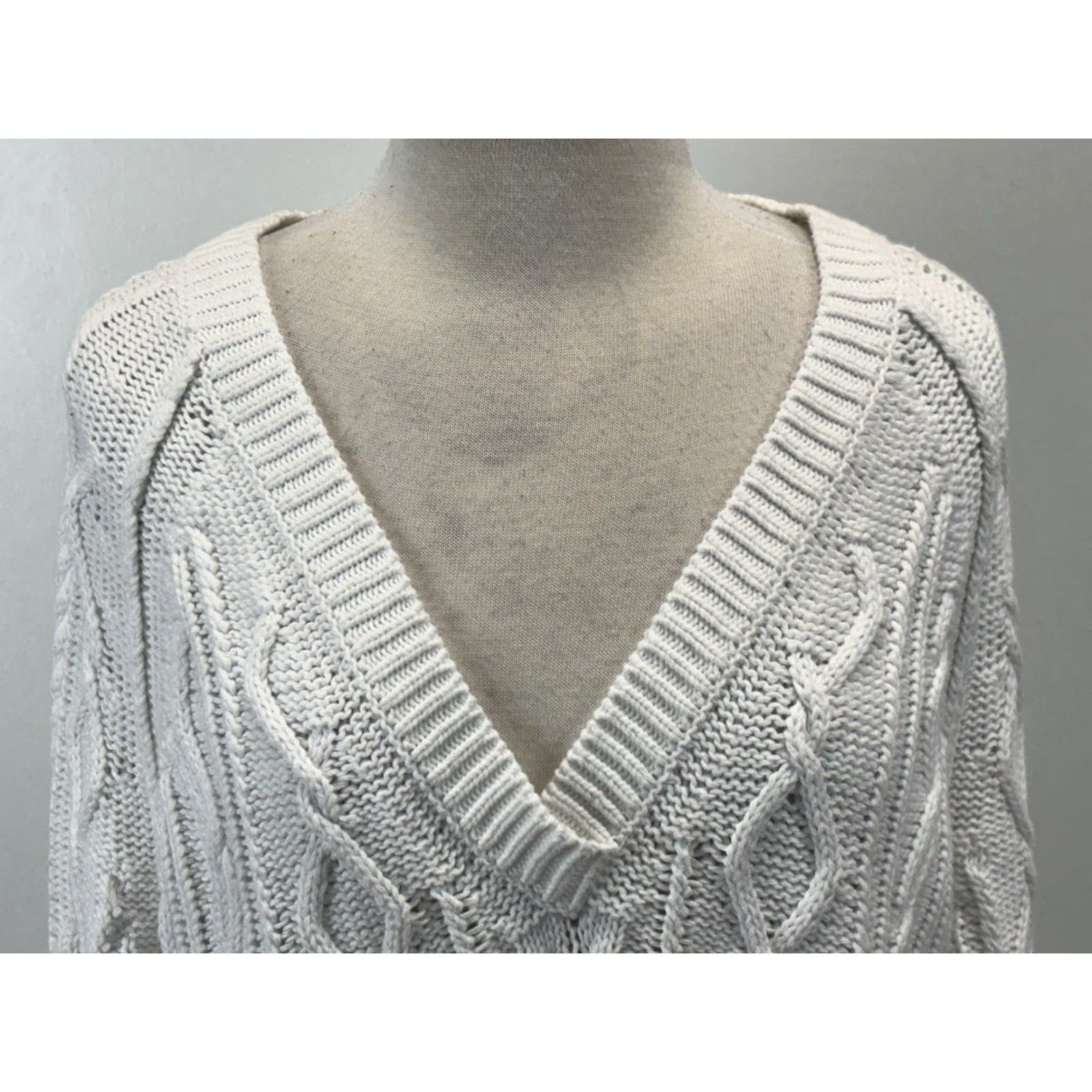 Vintage VINTAGE Sundance Cableknit Sweater Women’s PL White Vneck Fisherman Pullover Knit Cotton Coastal Preppy Classic Size L / US 10 / IT 46 - 5 Thumbnail