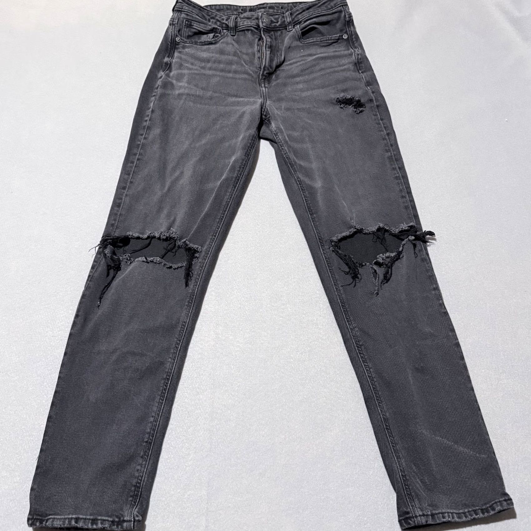 American Eagle Outfitters American Eagle Skinny Jeans Women Gray Denim Distress Stretch - 8 Long Size 30" / US 8 / IT 44 - 2 Thumbnail