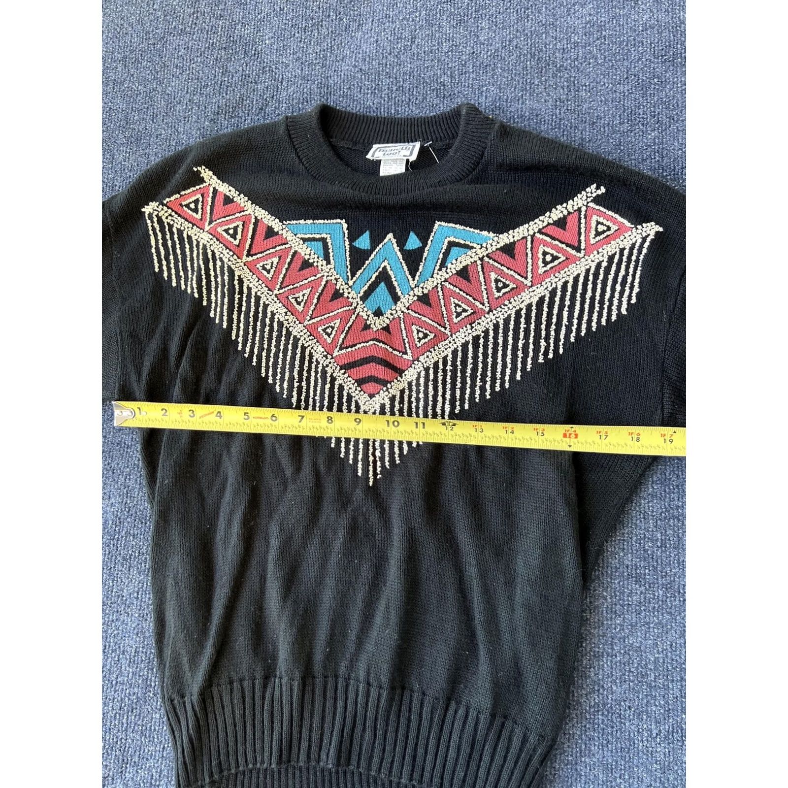 Vintage VINTAGE Kenneth Too Sweater Womens Medium Black Beaded Geometric Pullover 80s Southwestern Mens Girls BoyS Size M / US 6-8 / IT 42-44 - 5 Thumbnail