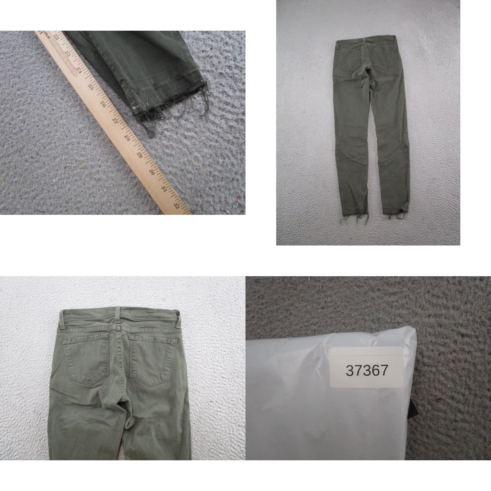 Vintage Flying Monkey Platinum Green Stretch Denim Skinny Jeans Raw Hem Ankle Size 27 Women Slim 5-Pocket Design Cotton Blend Denim Jeans Green 27in Womens Size 27" / US 4 / IT 40 - 9 Thumbnail