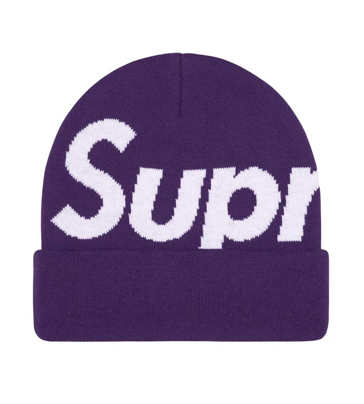 Supreme Big Logo Beanie Purple Size ONE SIZE - 1 Thumbnail