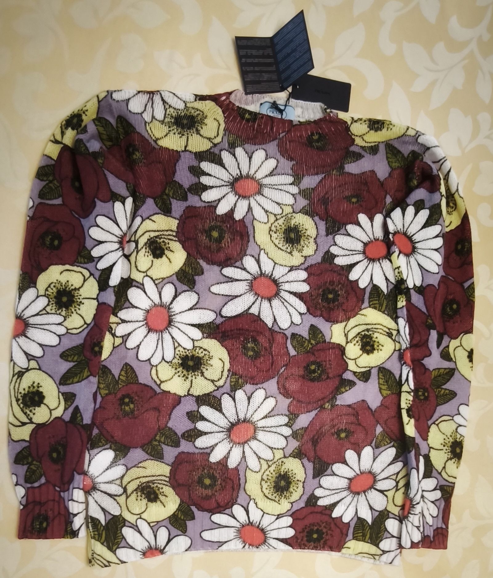 Prada Flower print oversize sweater Size S / US 4 / IT 40 - 18 Thumbnail