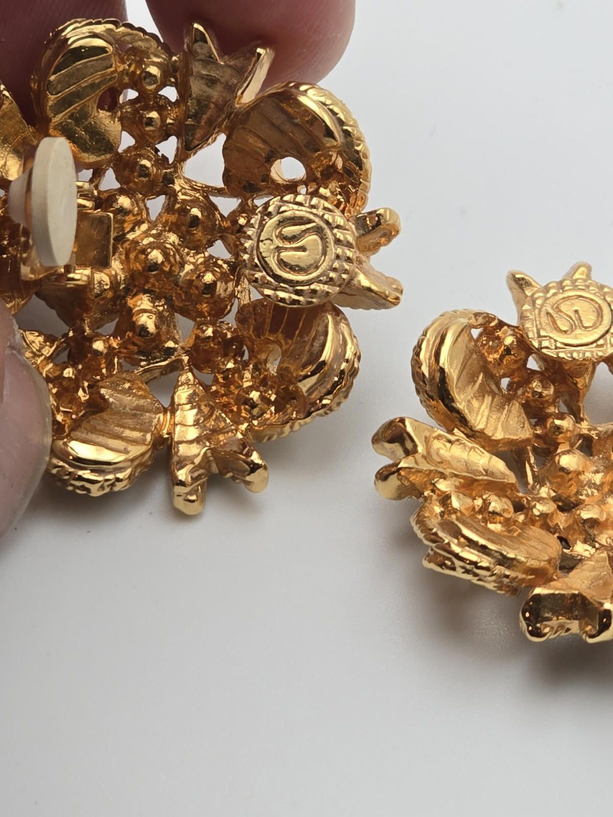 St. Johns Bay St. John Large Statement Earrings Gold w Ribbon Design Size ONE SIZE - 8 Thumbnail