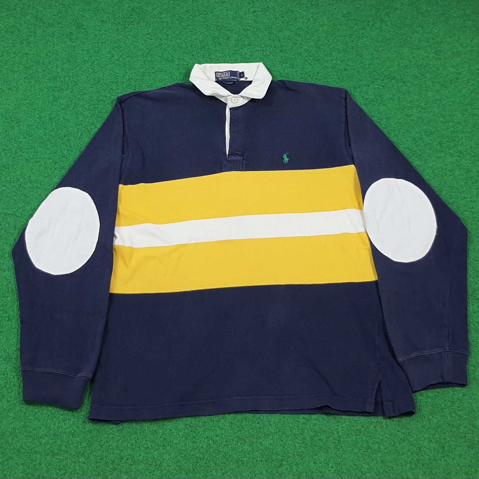 Polo Ralph Lauren Vintage Polo Ralph Lauren Striped Rugby Sweatshirt E1N17 Size US L / EU 52-54 / 3 - 1 Thumbnail
