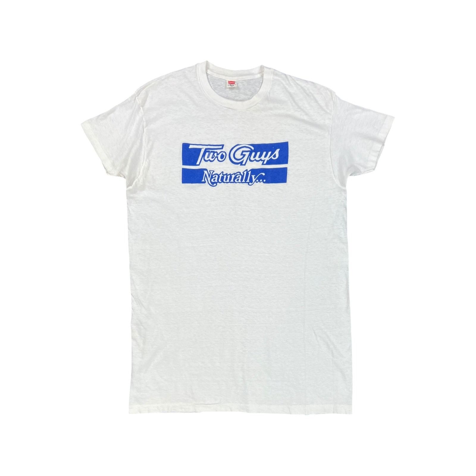 Vintage 1960s Hanes Two Guys Naturally… discount store tee
