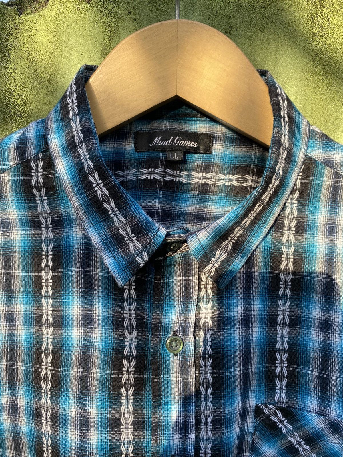 Mind Games Mind Games Vintage Mad Season Blue Plaid Short Sleeve Shirt Size US XL / EU 56 / 4 - 2 Thumbnail