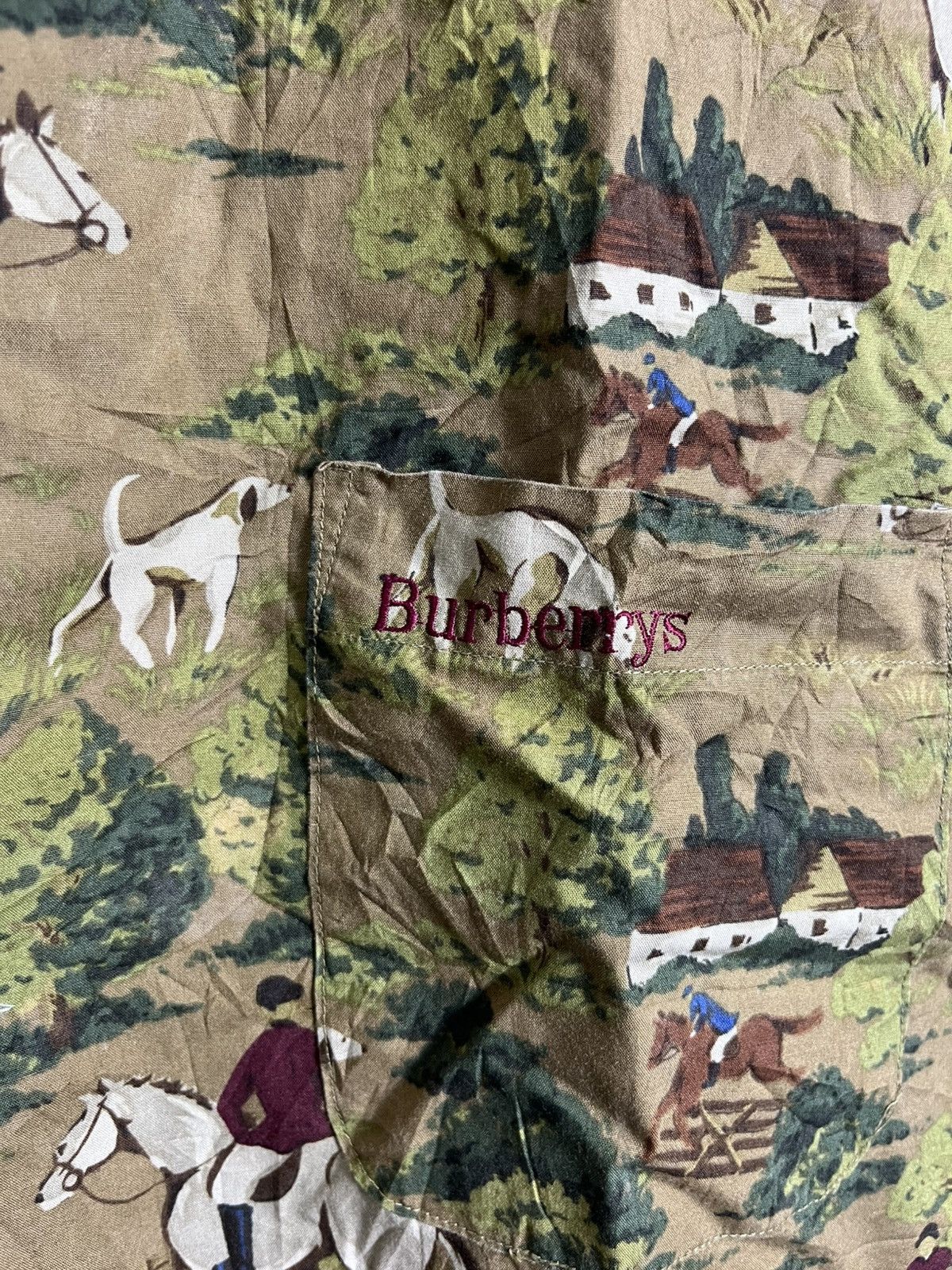 Vintage Vintage Burberrys Equestrian Horse Print Shirt AOP Size US L / EU 52-54 / 3 - 3 Thumbnail