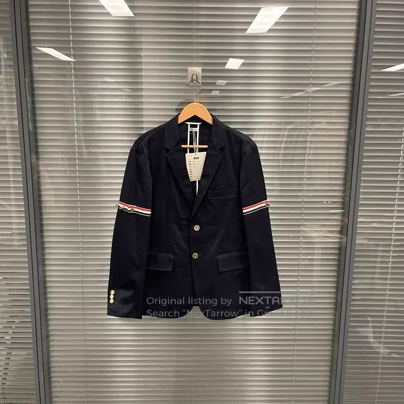 Thom Browne Thom Browne Dark Blue Double Sleeve Gold Button Jacket Size US S / EU 44-46 / 1 - 1 Thumbnail