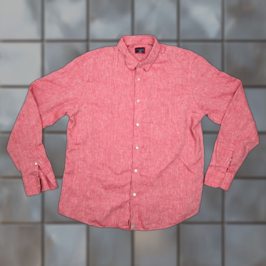 UNTUCKit Untuckit Mens Slim Fit Linen Shirt Extra Large XL Red Certan De May Size US XL / EU 56 / 4 - 1 Thumbnail