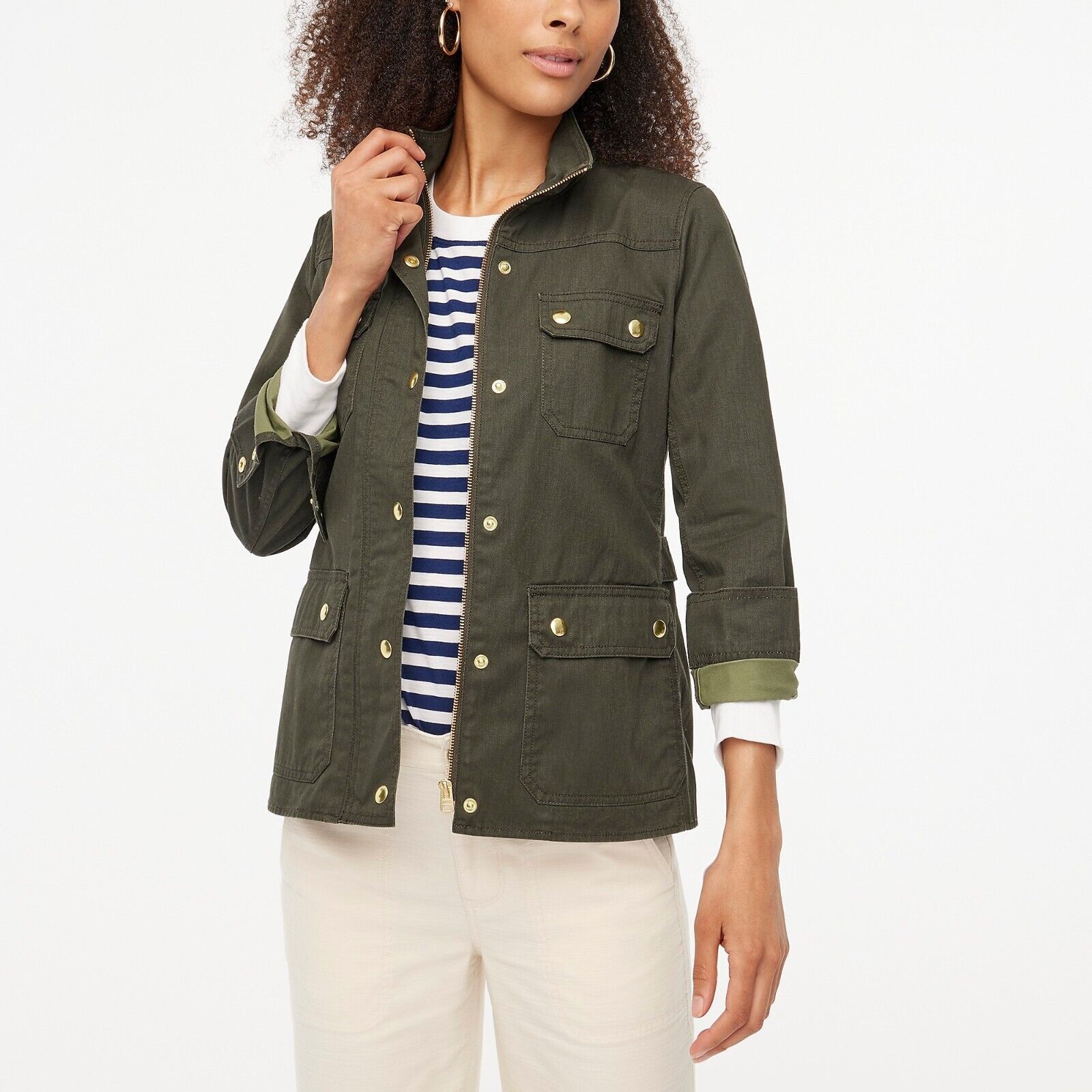 Other J. Crew Field Jacket size Small Green Moto Coated Twill Size S / US 4 / IT 40 - 6 Thumbnail