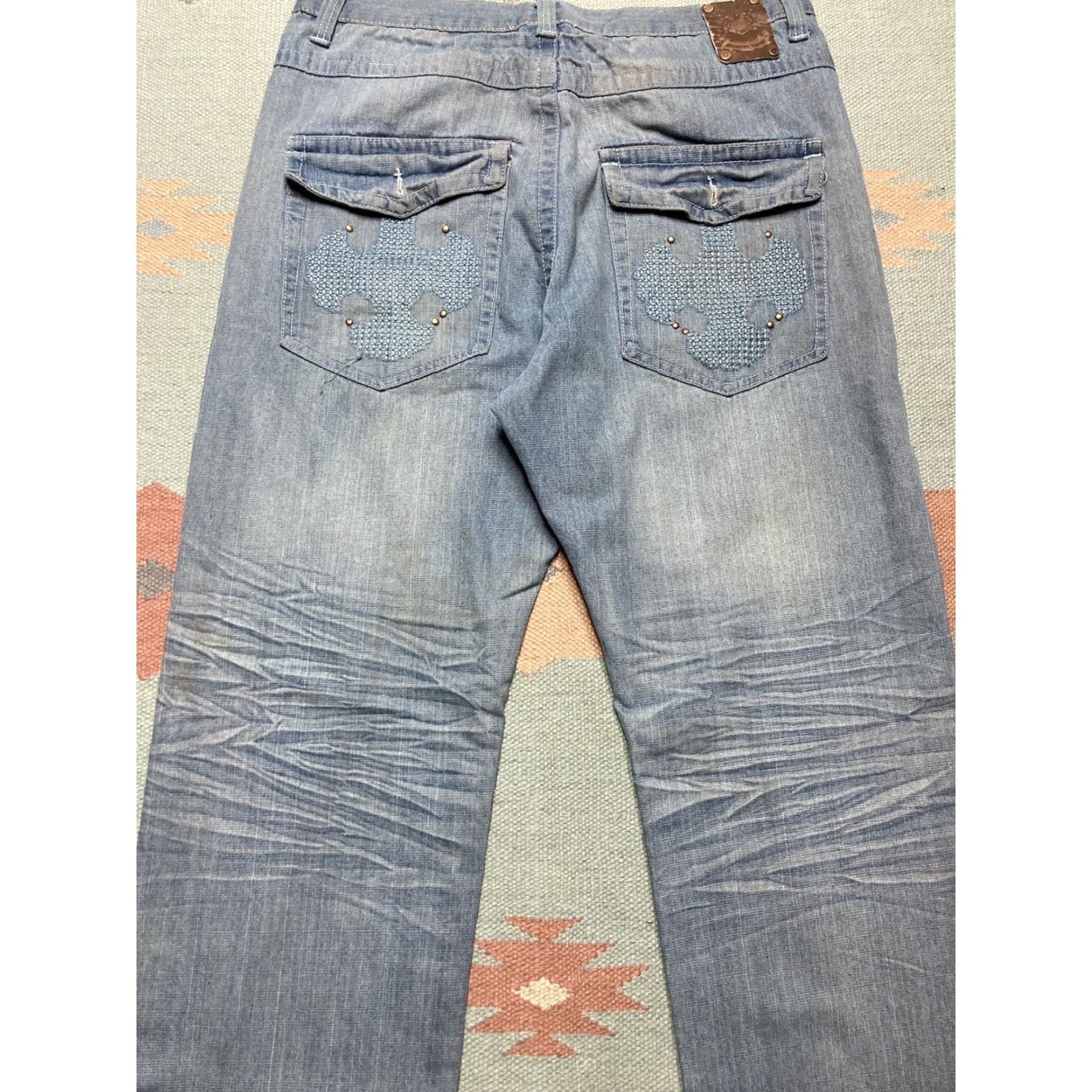 Express VINTAGE Brooklyn Xpress Baggy Jeans Embroidered Grunge 34x34 Men Jeans Blue 34 Inseam 34 Boys? Size US 34 / EU 50 - 3 Thumbnail