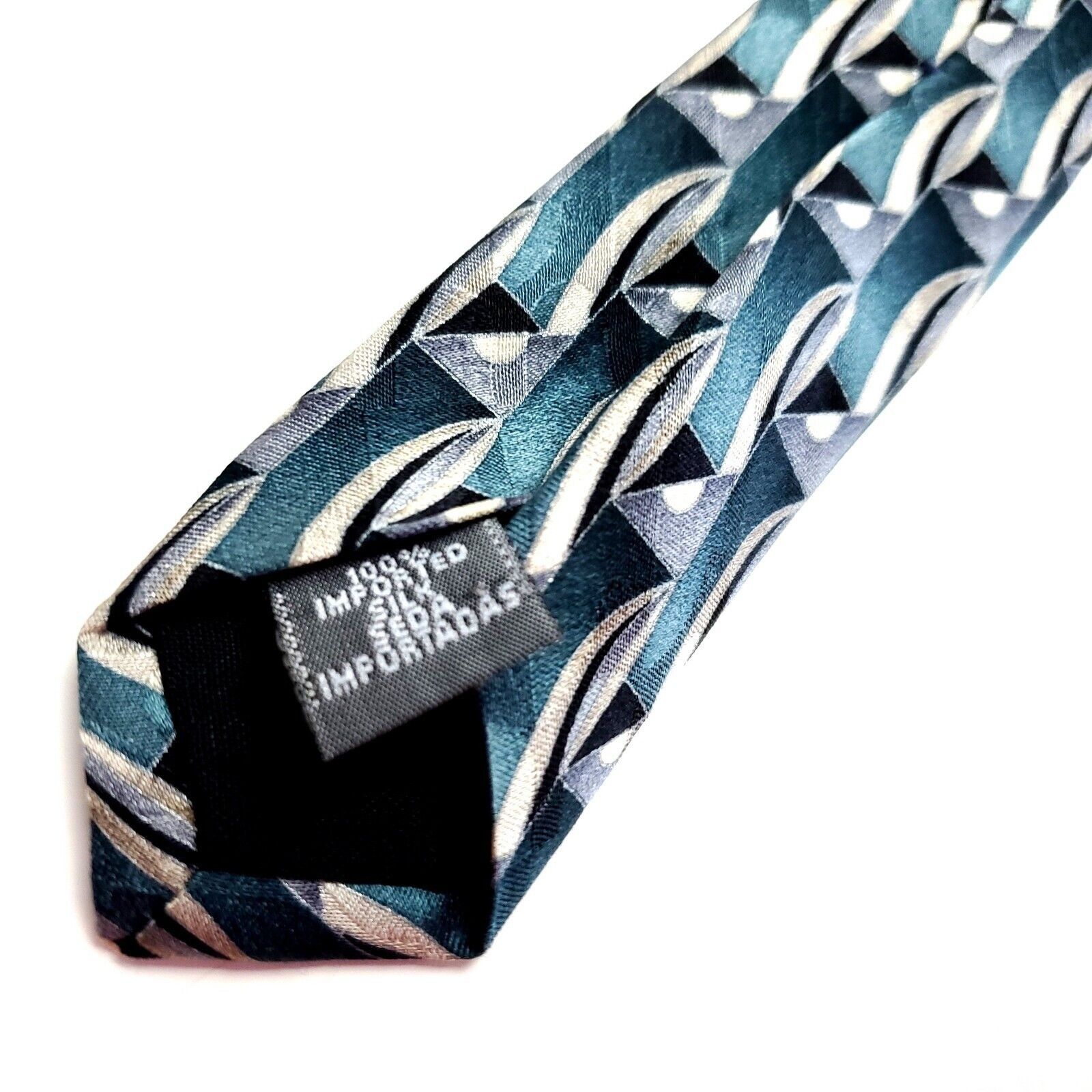 Arrow Arrow Teal White Silk Tie Woven Geometric Size ONE SIZE - 5 Thumbnail