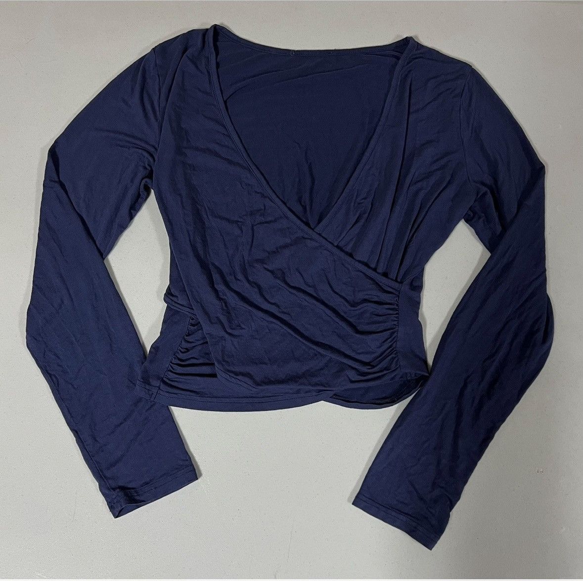 Japanese Brand Navy Blue Ruched Long Sleeve Shirt Top Blouse Tee Size S 💙✨ Size S / US 4 / IT 40 - 3 Thumbnail