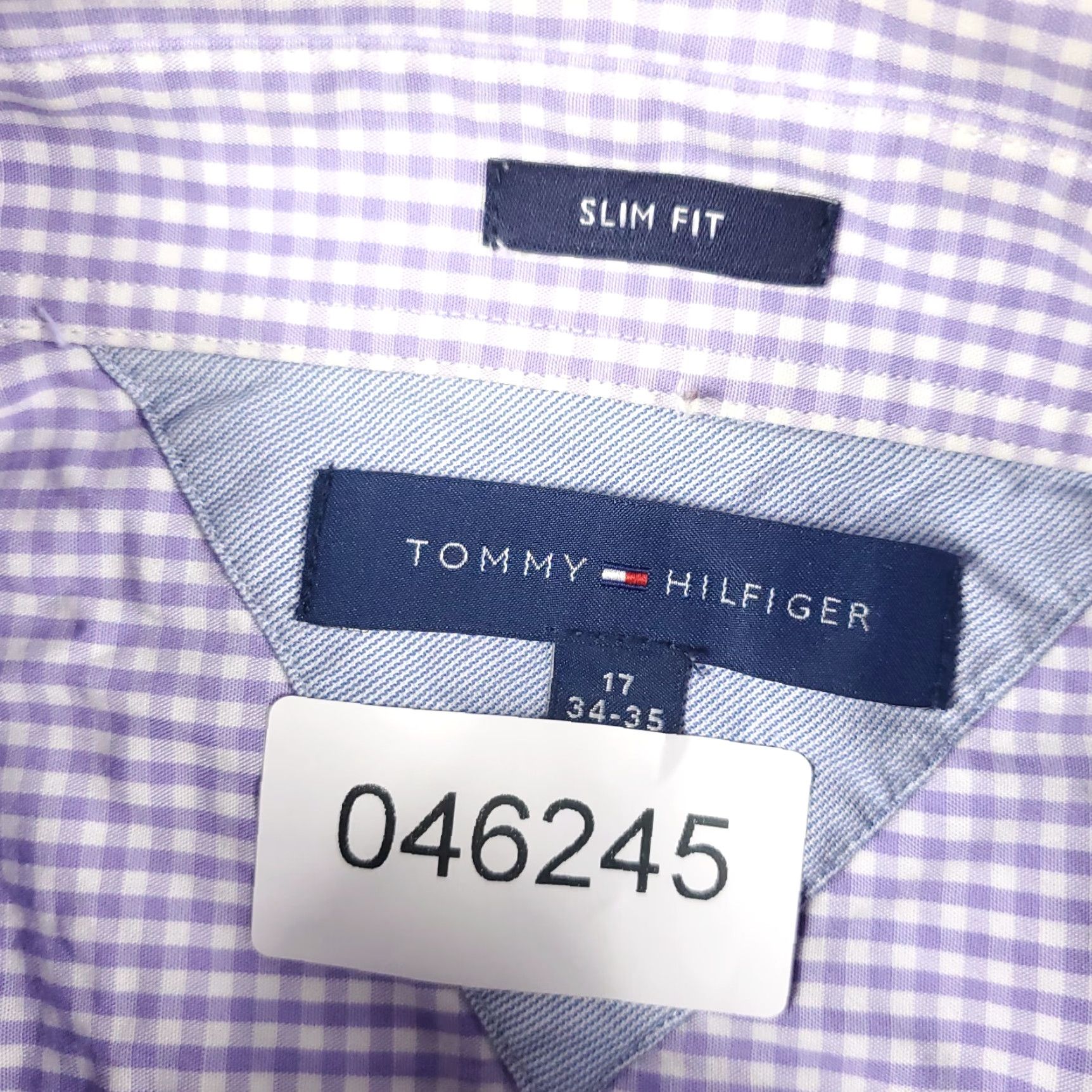 Tommy Hilfiger Tommy Hilfiger Dress Shirt Mens 17 Purple Check Long Sleeve Button-Down Regular Fit Size 46R - 8 Thumbnail