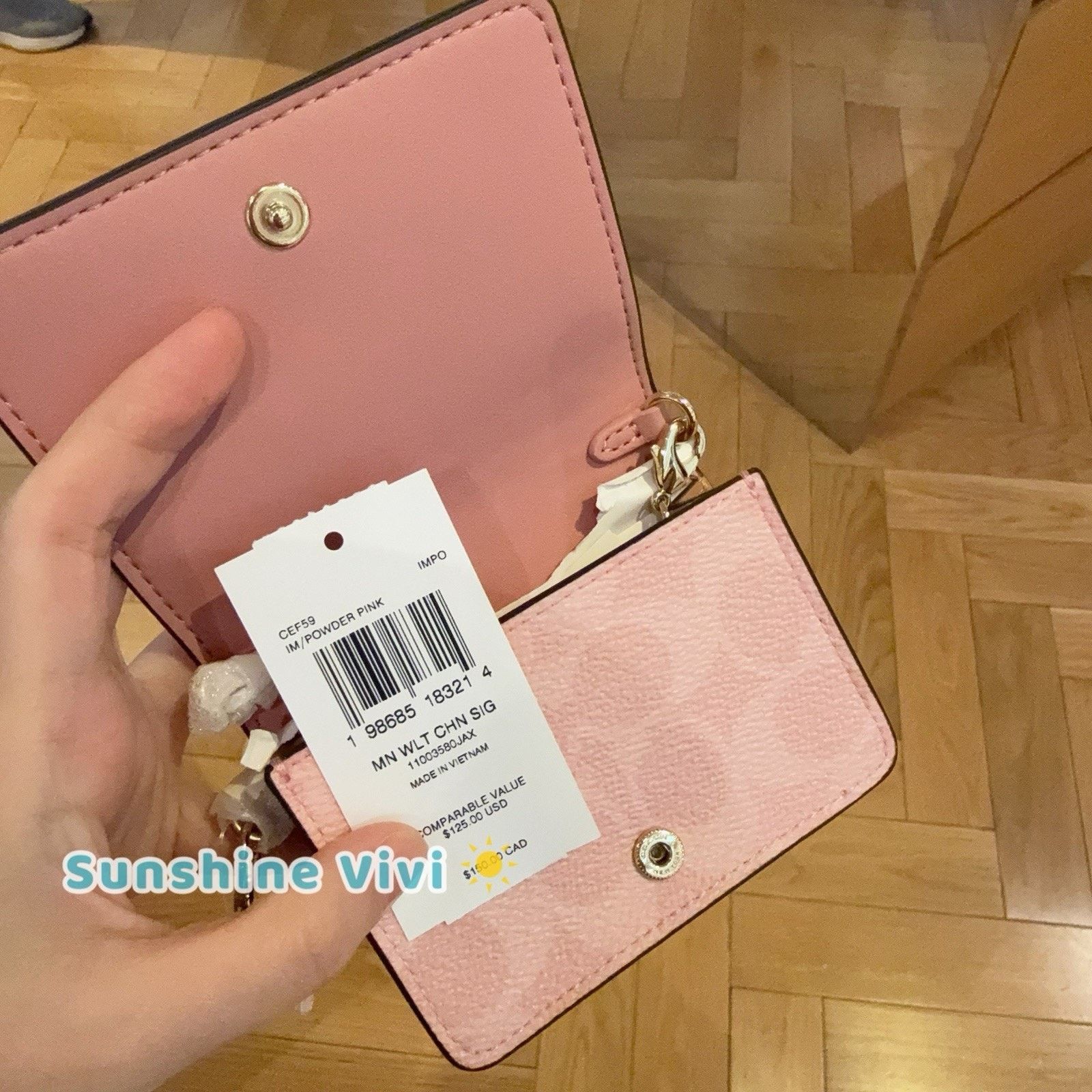 Coach NWT Coach Mini Wallet On A Chain Charms CEF59 Powder Pink Size ONE SIZE - 6 Thumbnail