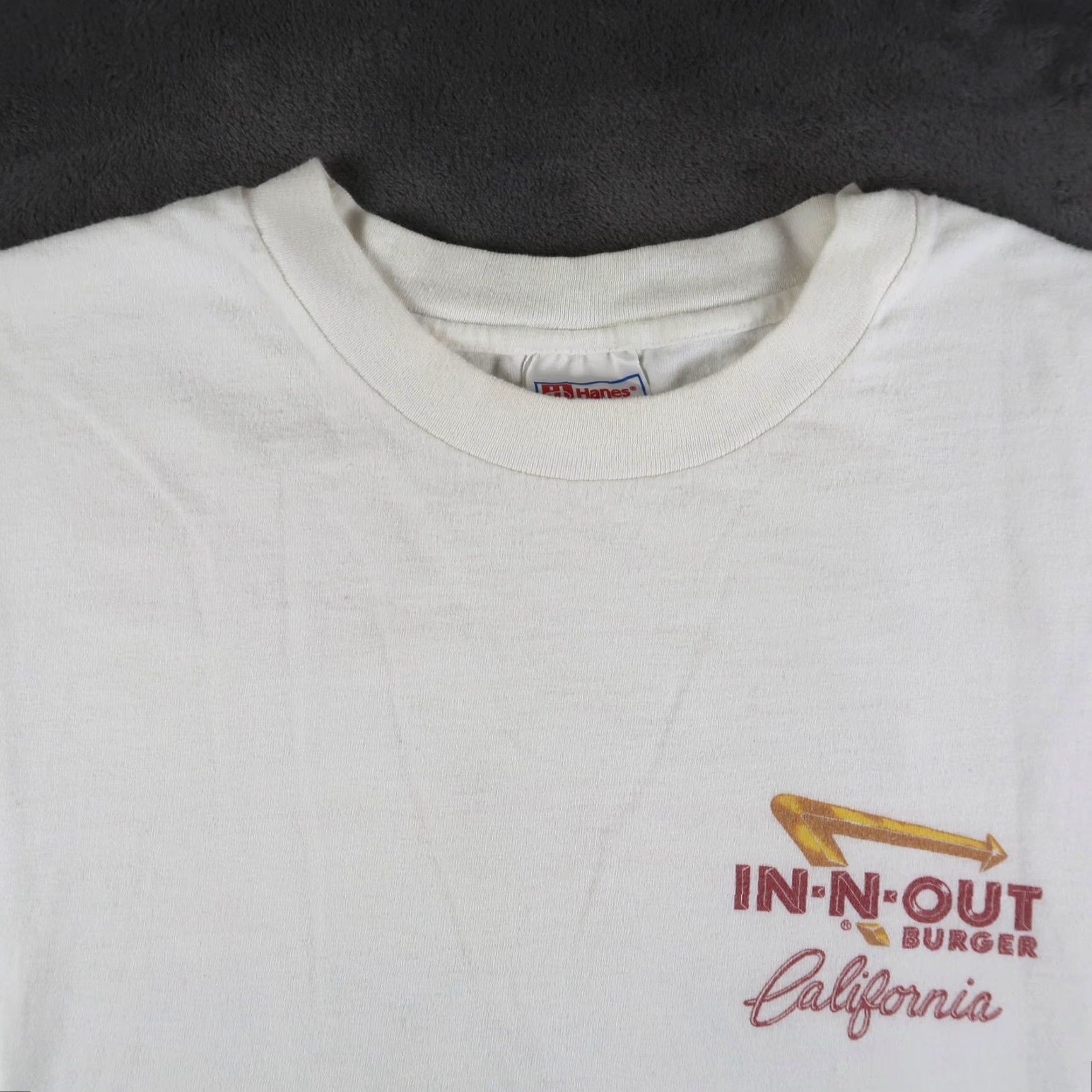 Hanes VINTAGE Hanes 90s In-N-Out Burger T-Shirt Adult XL White Graphic Print Mens Size US XL / EU 56 / 4 - 7 Thumbnail