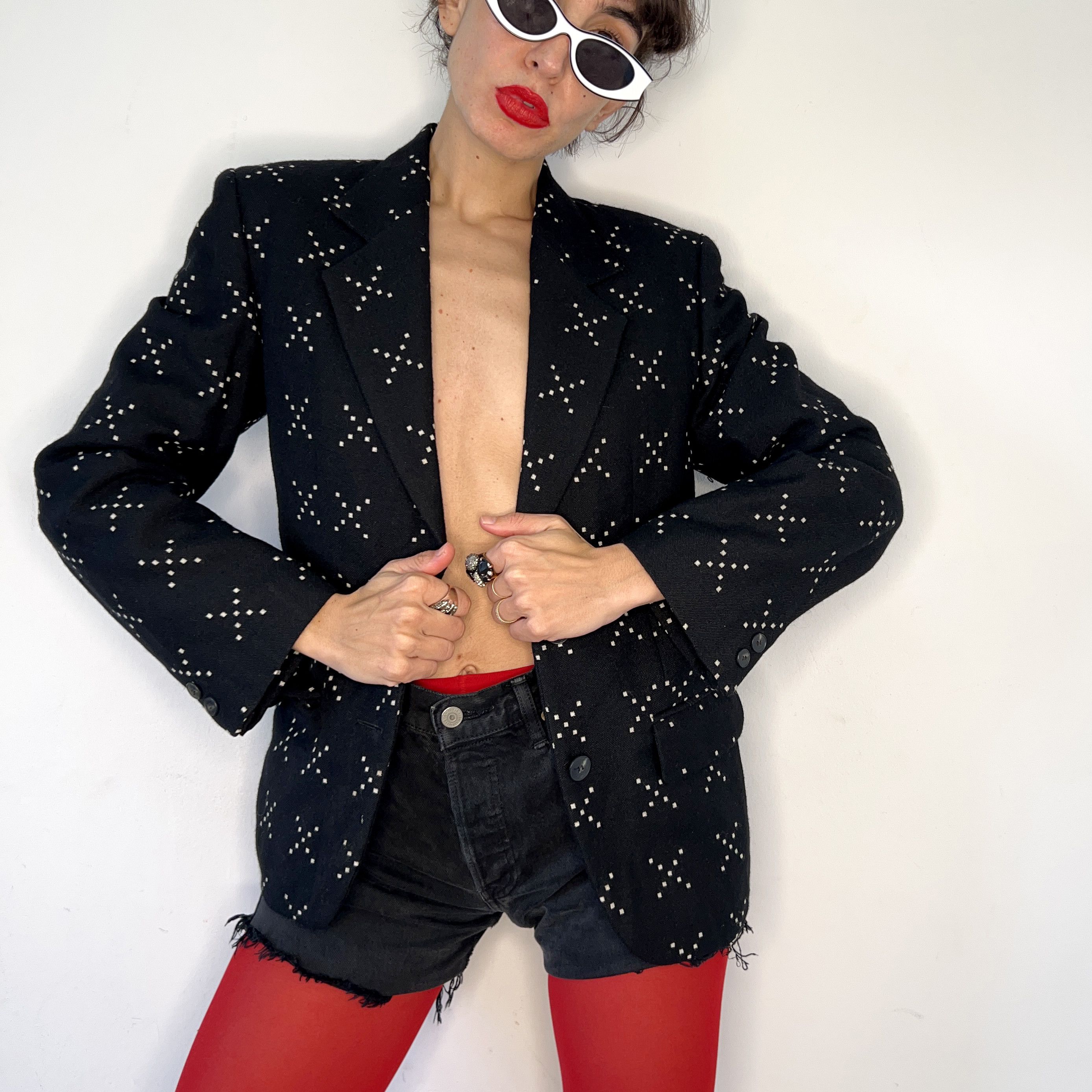 Vintage Wool Blazer, 90s Padded Shoulder Jacket