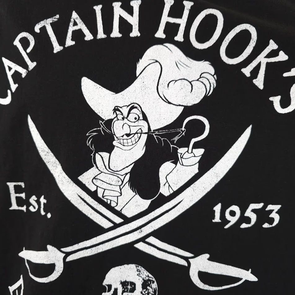 Disney Disney Captain Hook T Shirt Mens Large Black Crew Neck Short Sleeve Peter Pan Villain Pirate Disney Theme Mens Size US L / EU 52-54 / 3 - 3 Thumbnail
