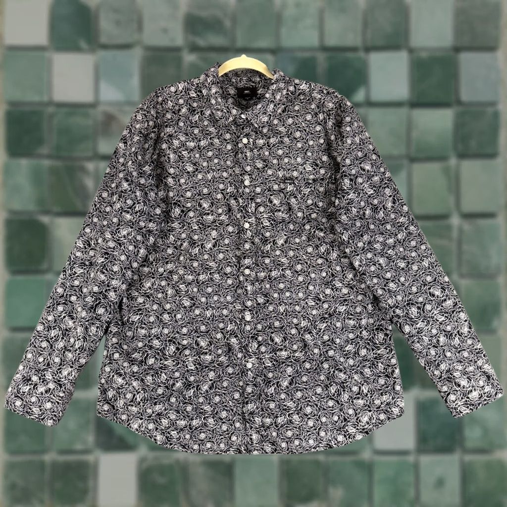 Obey OBEY Floral Rose Button Up Shirt Mens XL Black Long Sleeve Cotton Skate Size US XL / EU 56 / 4 - 1 Thumbnail