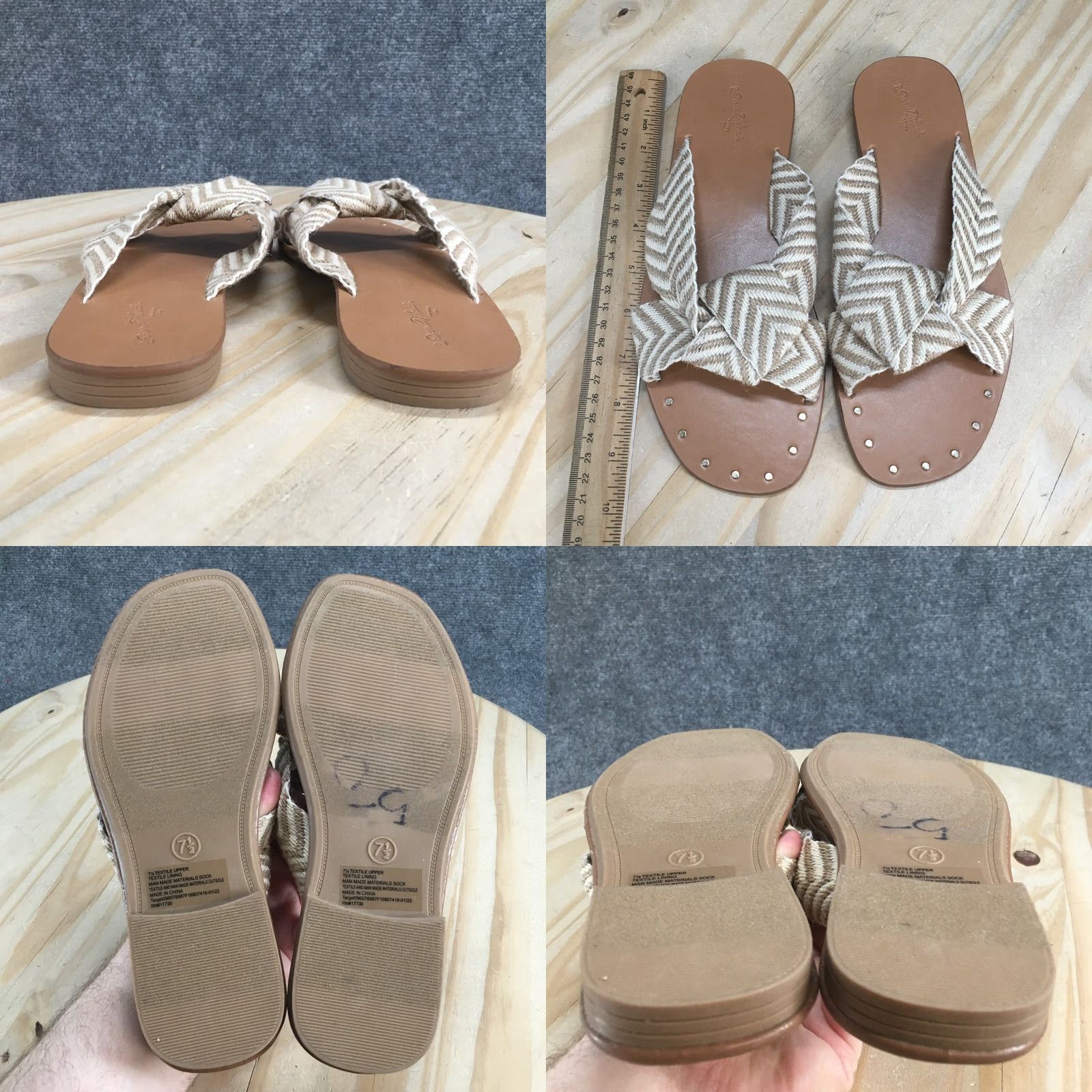 Vintage Universal Thread Sandals Womens 7.5 Louise Knotted Slide Beige Comfort Open Toe Shoes Size US 8 / IT 38 - 8 Thumbnail