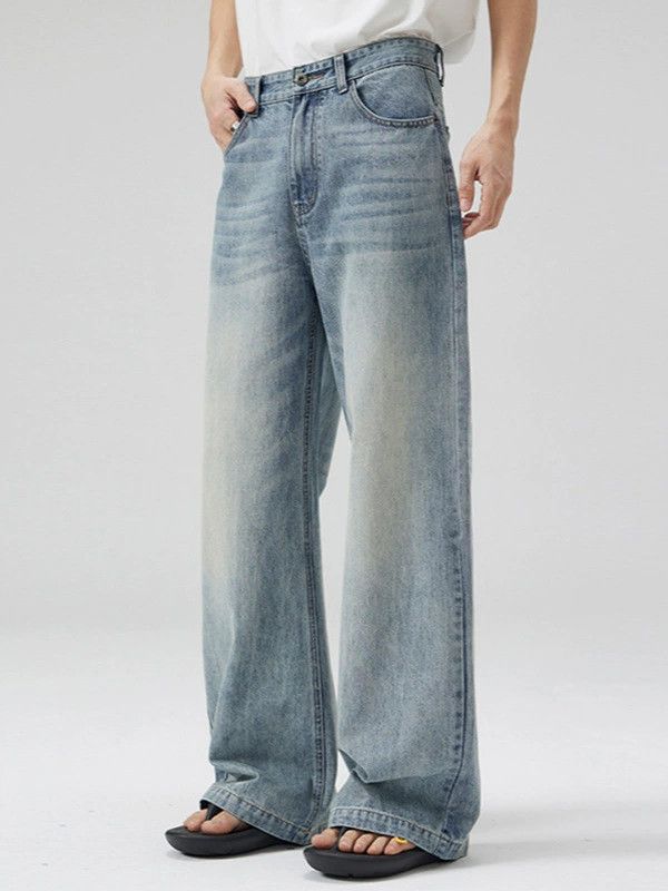 Jean Men's versatile washed blue distressed trendy jeans Size US 32 / EU 48 - 2 Thumbnail