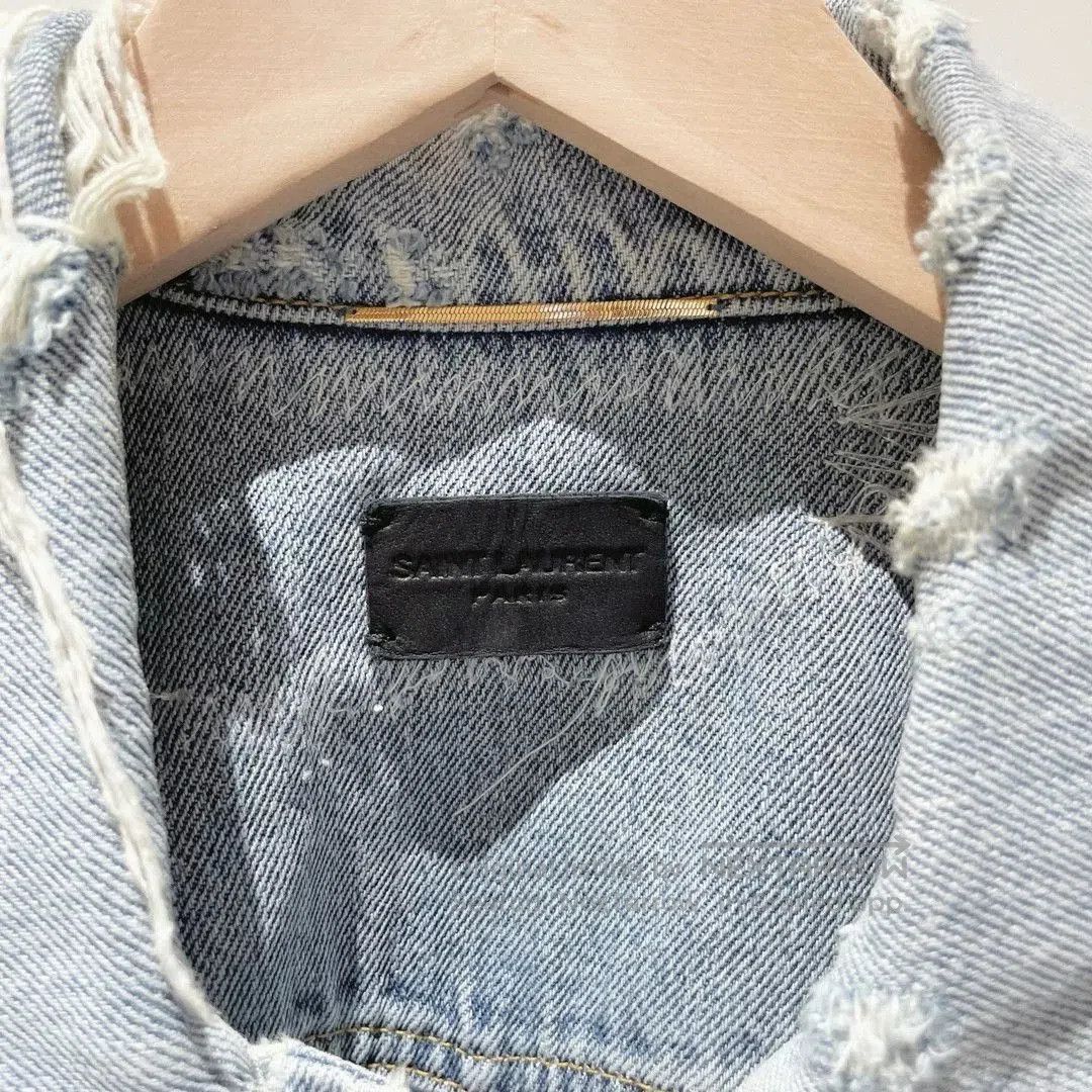 Saint Laurent Paris Saint Laurent Distressed Denim Jacket. Size L / US 10 / IT 46 - 3 Thumbnail
