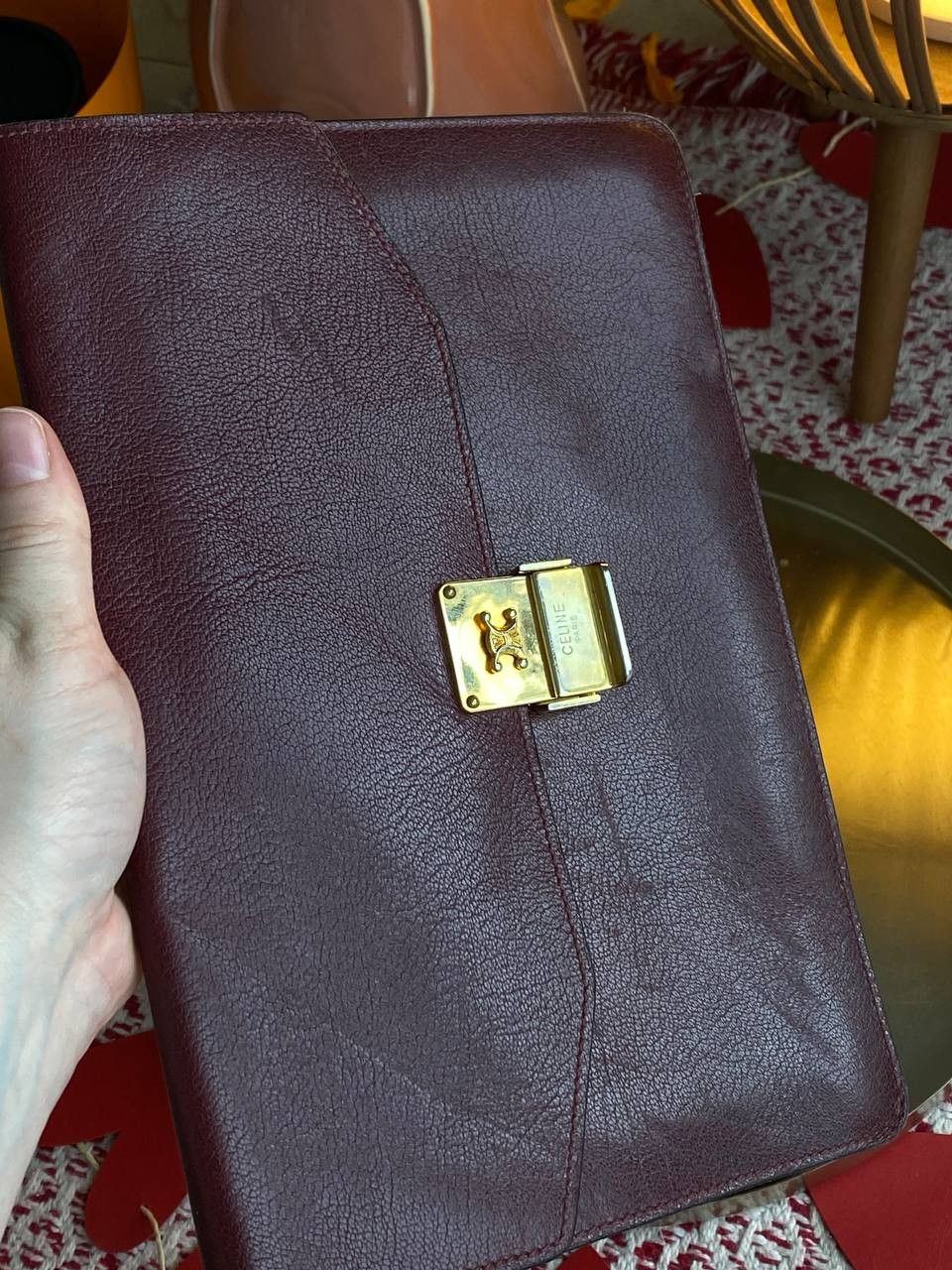 Celine Celine Vintage Leather Clutch Burgundy Size ONE SIZE - 5 Thumbnail