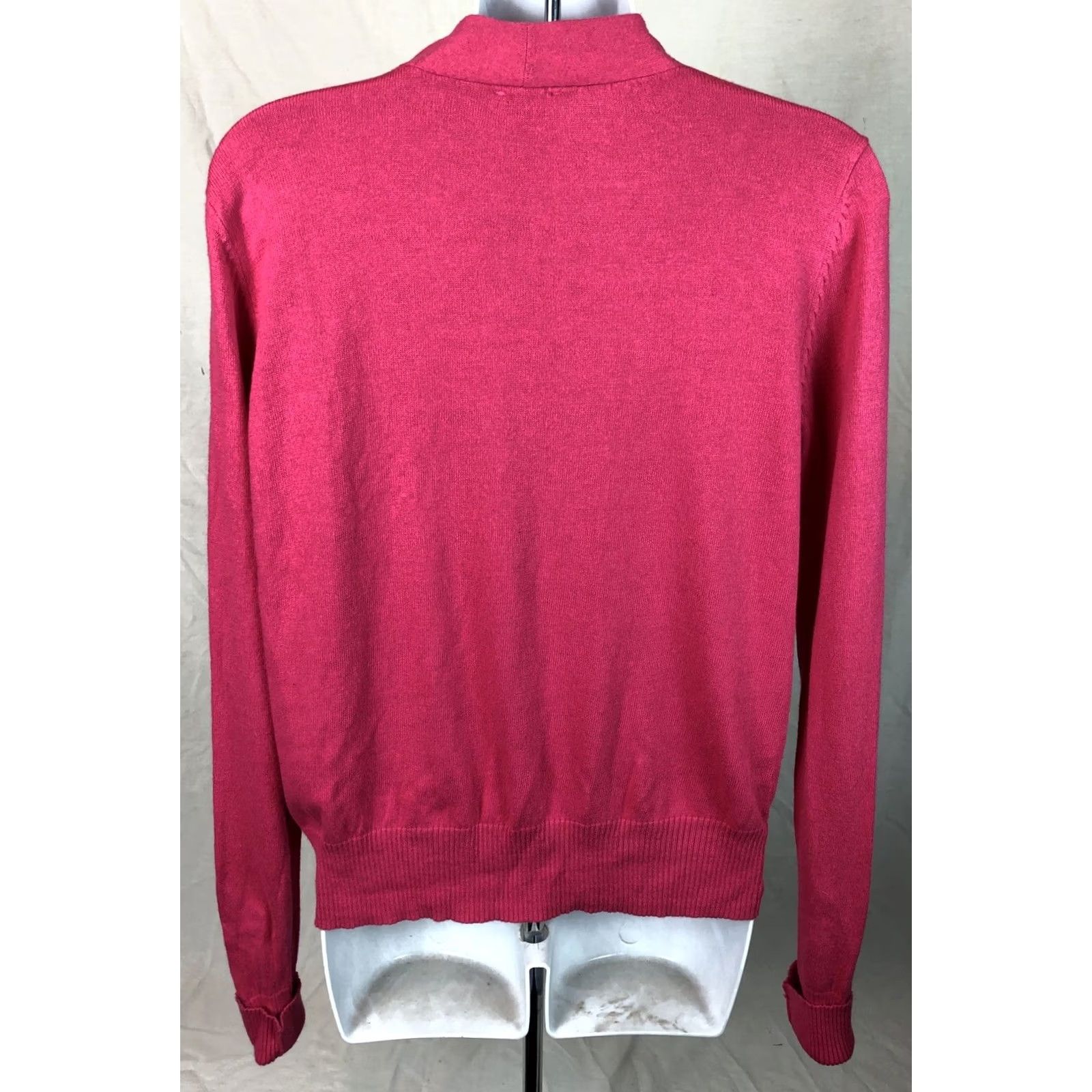 Pinko VINTAGE Worthington Knit Cardigan L Hot Pink Button Open Front LongSleeve Y2K 90s Womens Size L / US 10 / IT 46 - 4 Thumbnail