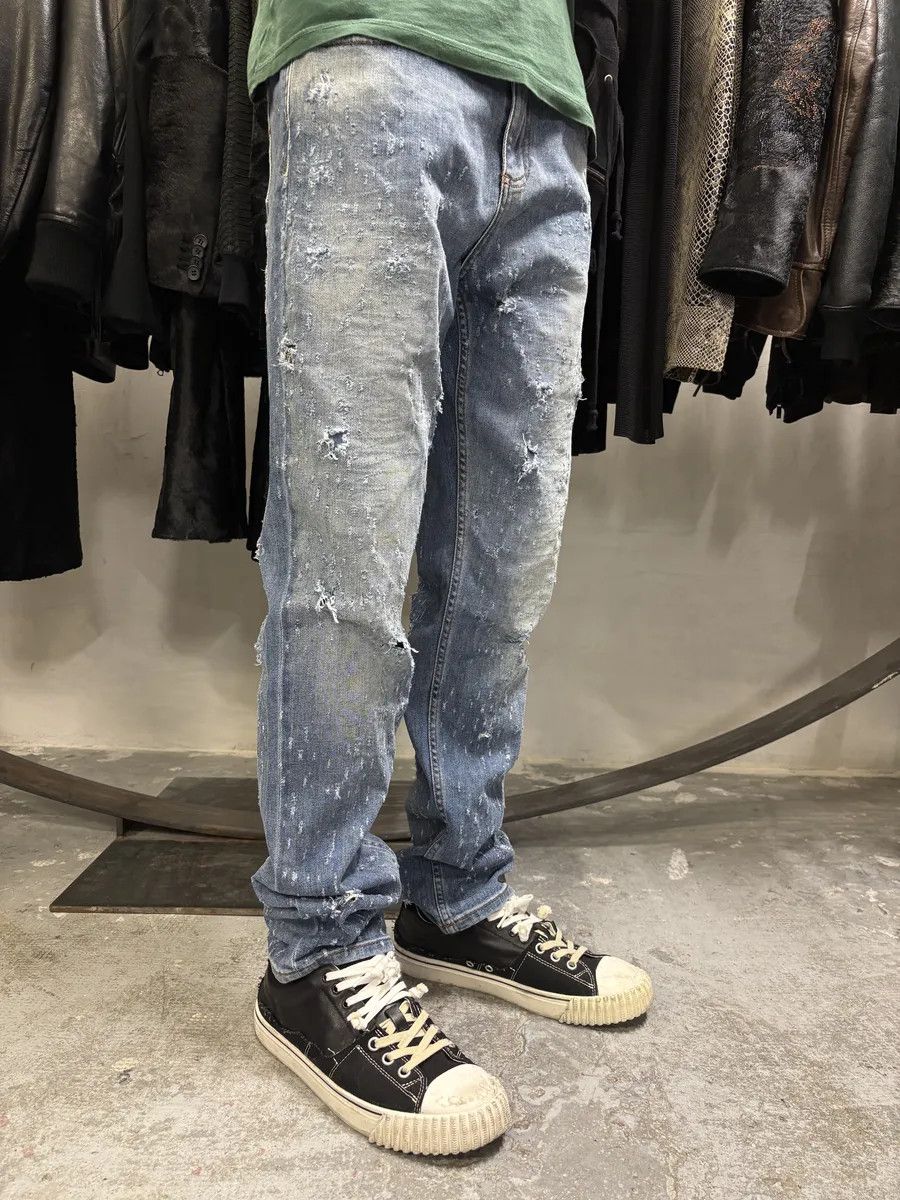 Versace Versace Blue Ripped Denim Jeans Size US 31 - 2 Thumbnail